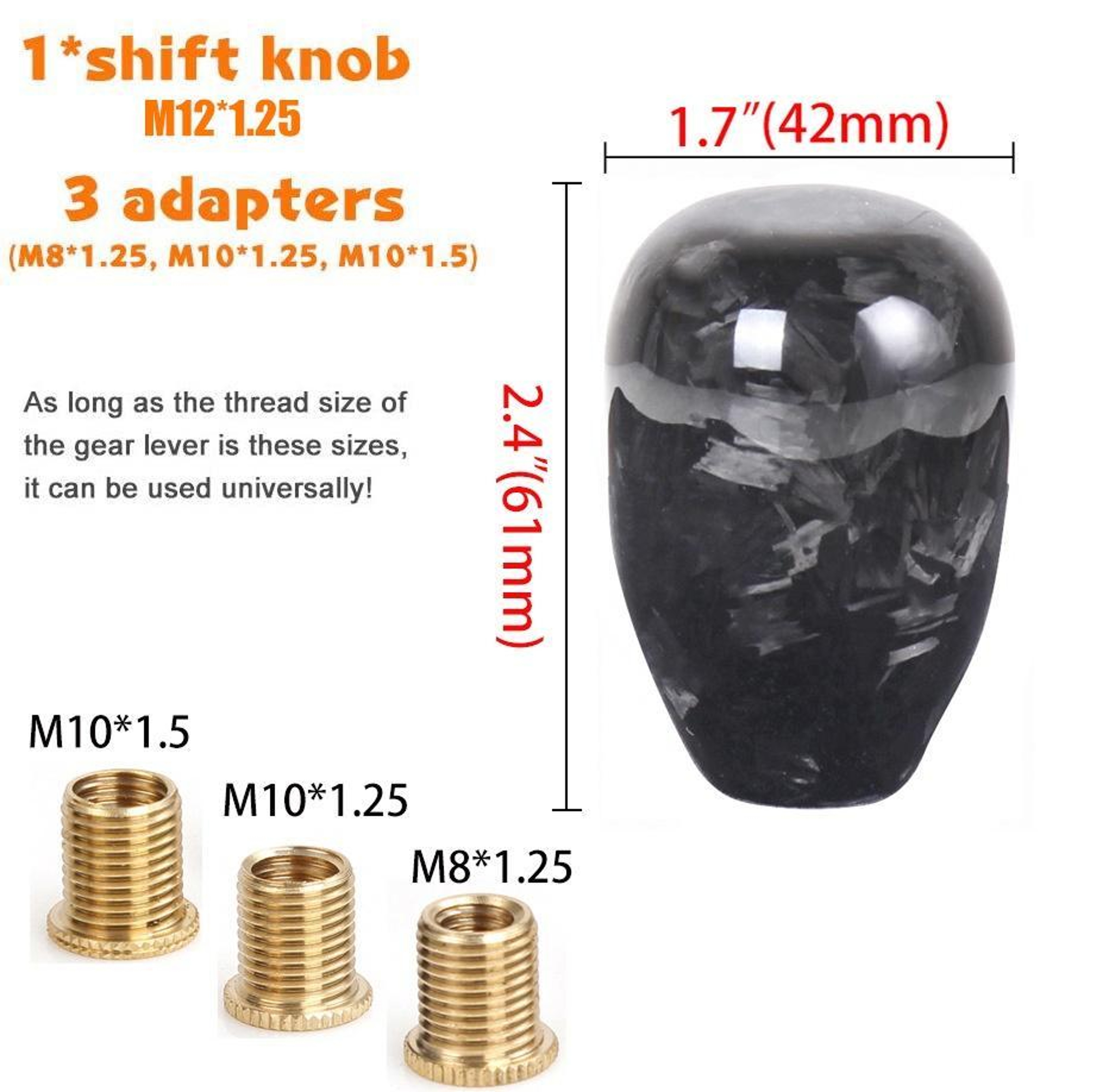 Forged Carbon Fiber Short Shift Knob  Universal Performance Gear Shift Knob for Manual Driving – view 3
