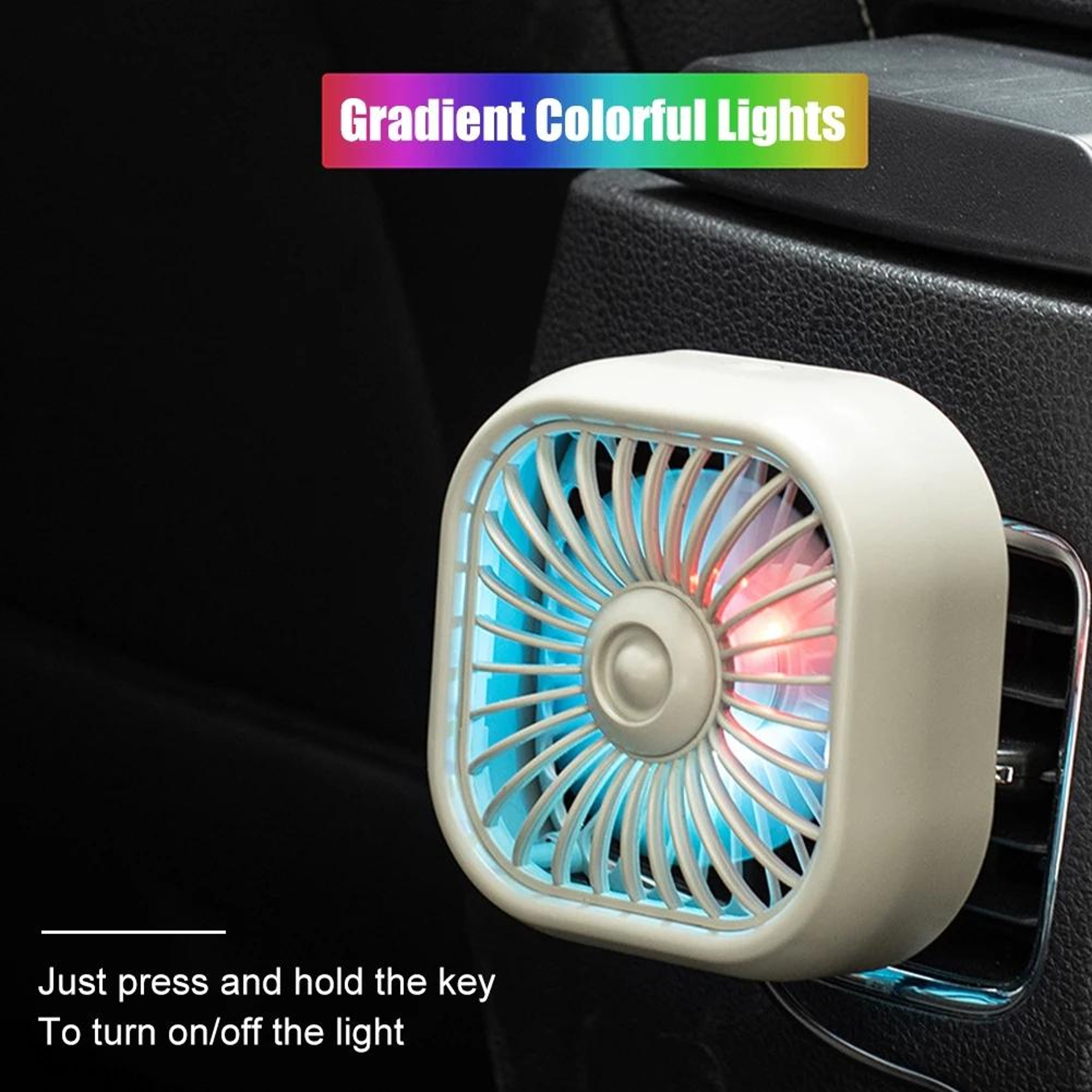 Car USB RGB Gradient Air Vent Cooling Fan Mini Clip for Vehicle Interior Cooling – view 4