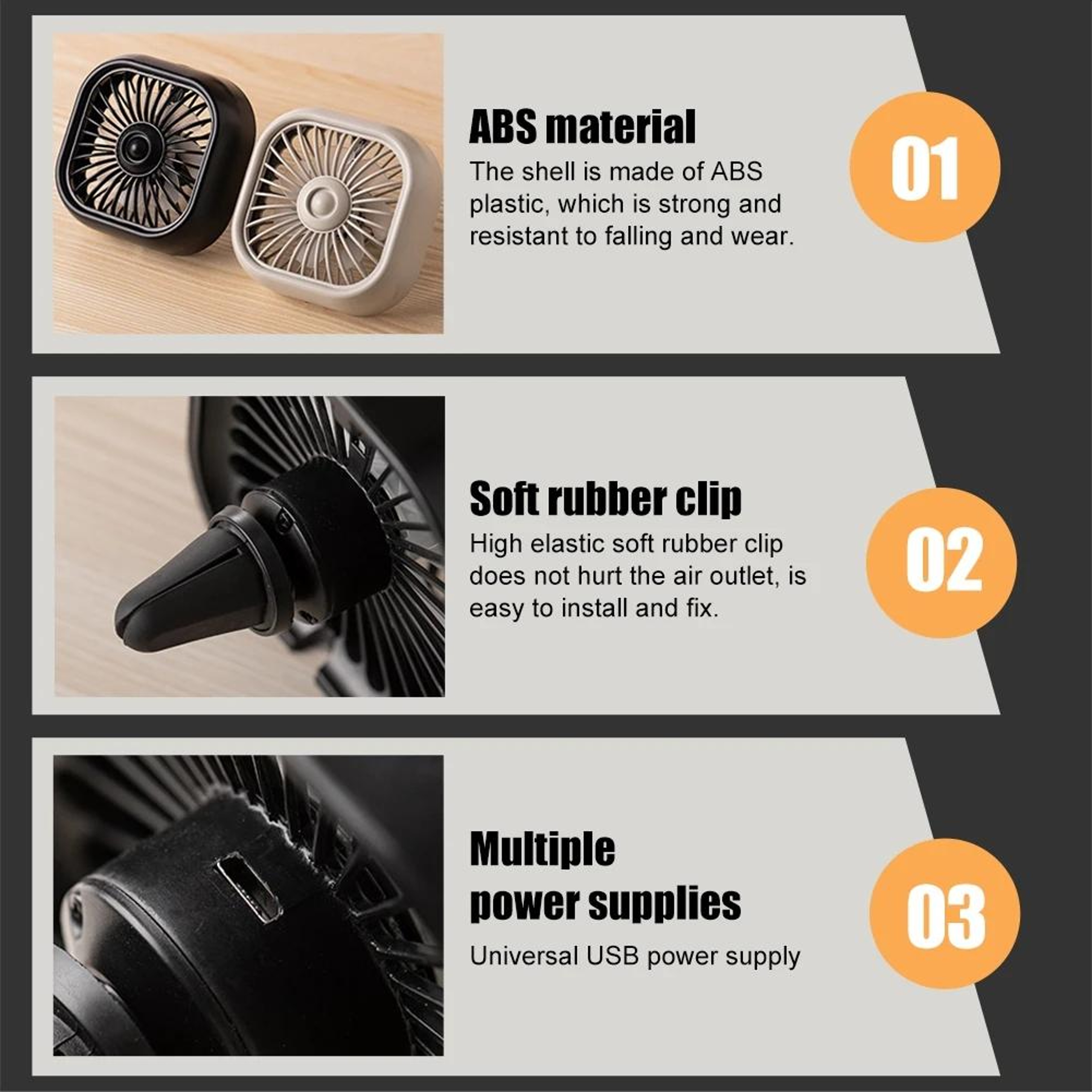 Car USB RGB Gradient Air Vent Cooling Fan Mini Clip for Vehicle Interior Cooling – view 8