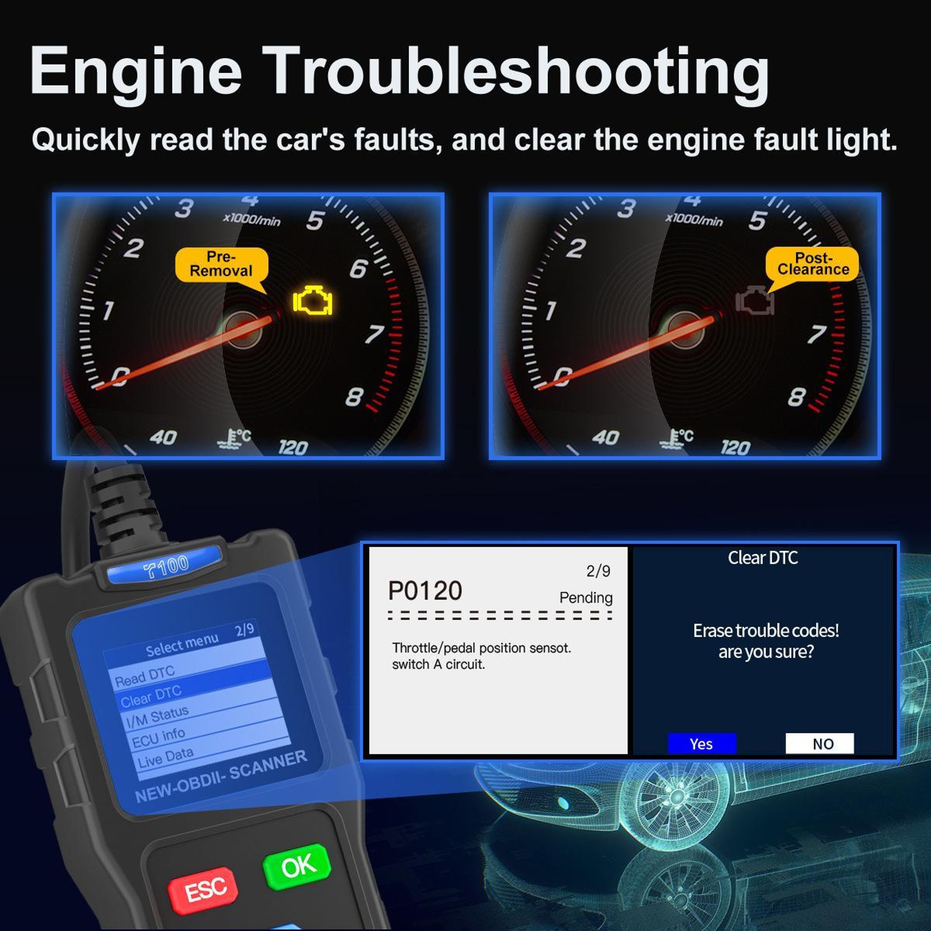 Car Scanner Engine Diagnostic Tool  Check Engine Light Code Reader for Quick Vehicle Fault Detection – view 6