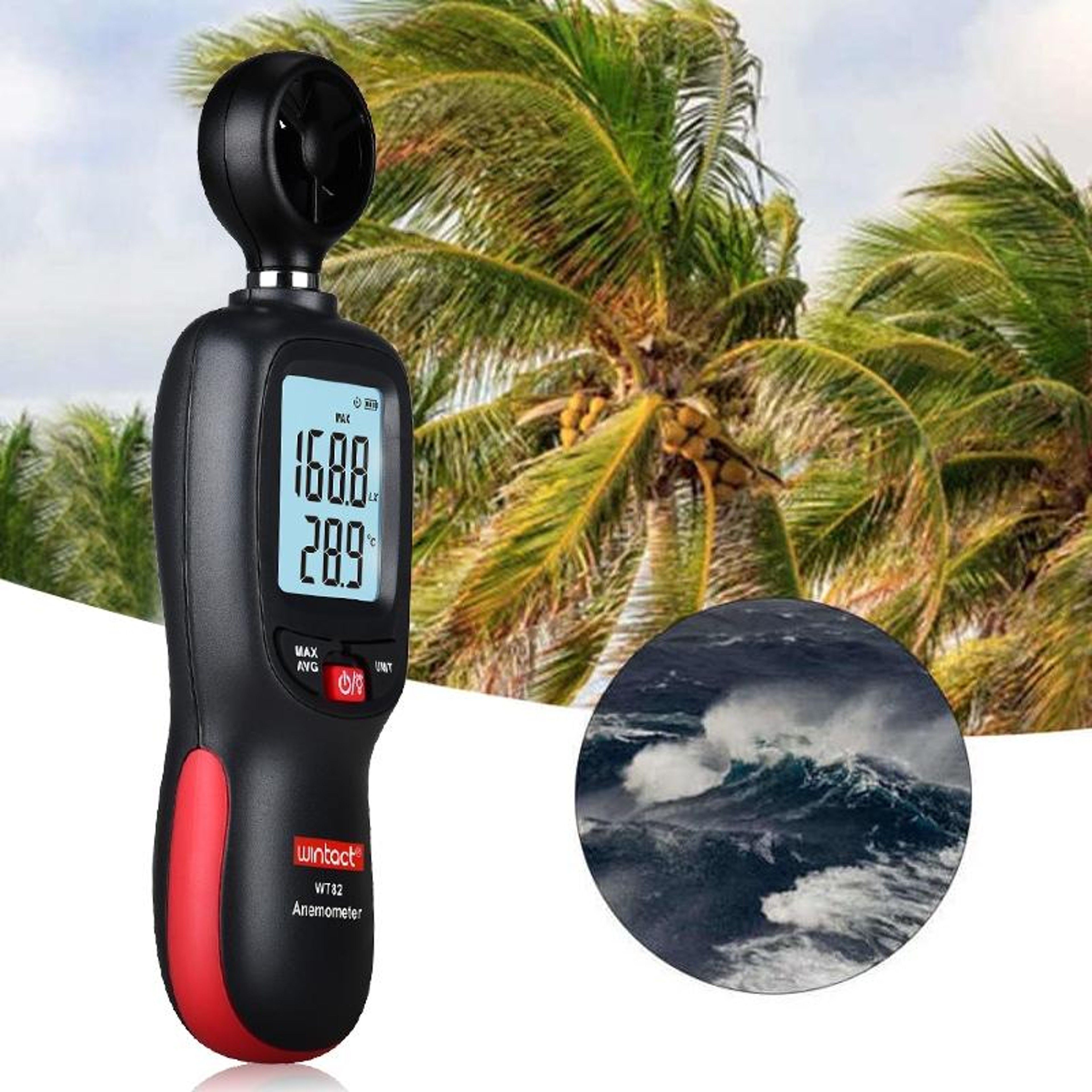 Wintact  Bluetooth Wind Speed Meter Air Velocity Data Logging Anemometer – view 6