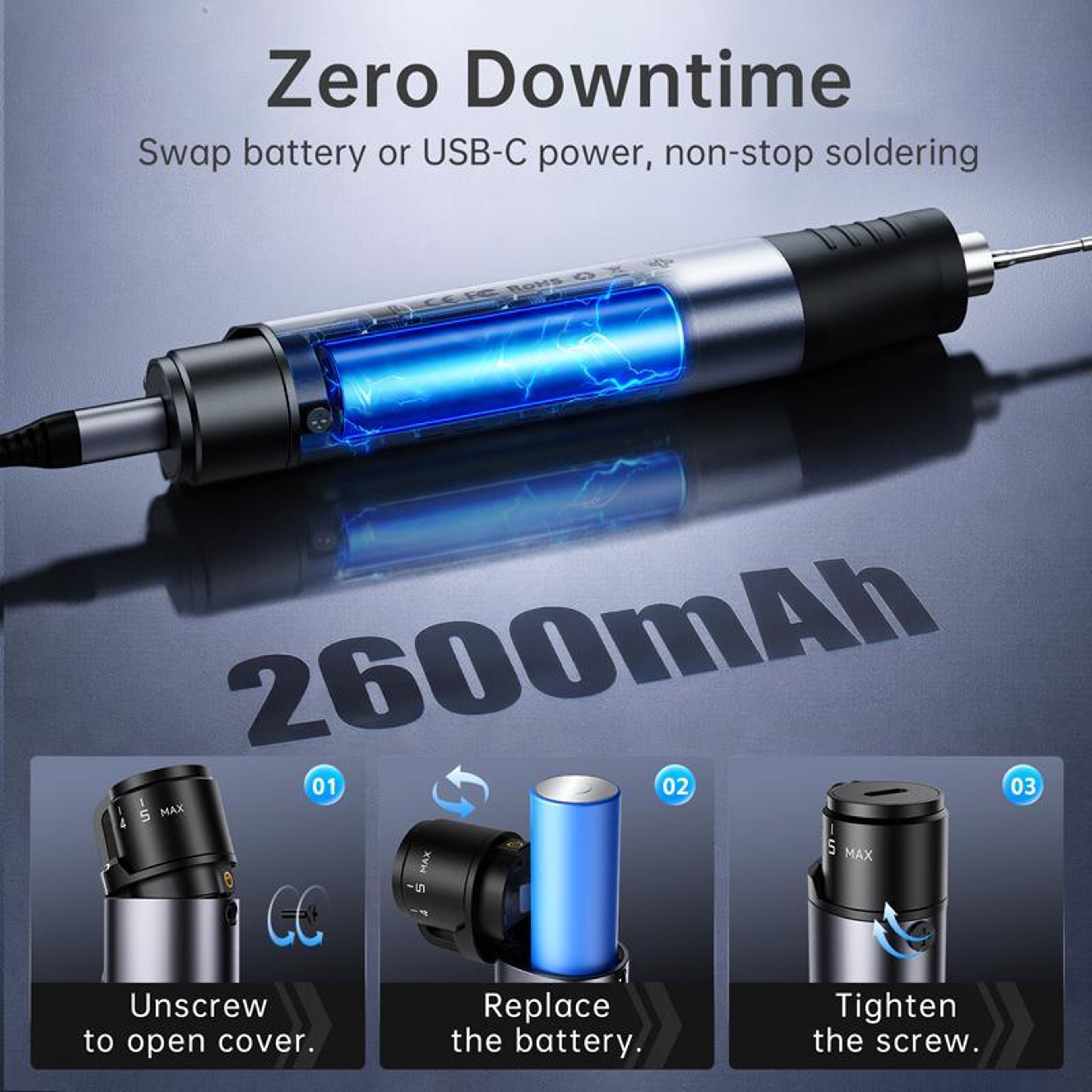 Wireless Soldering Iron Kit Screen Temperature Controlled Portable Repair Tool – view 6