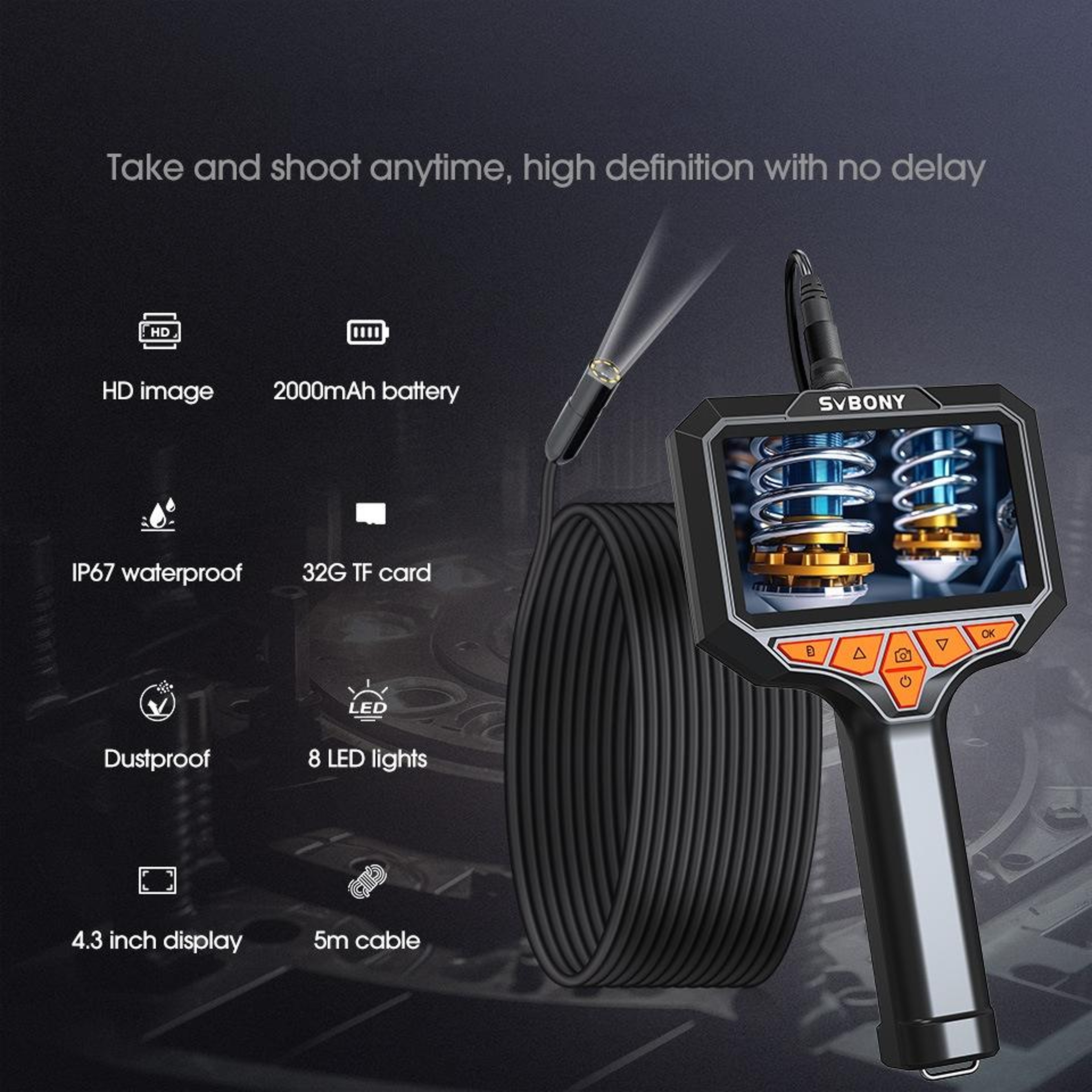 Industrial Borescope  Inspection Camera Waterproof Probe – view 2