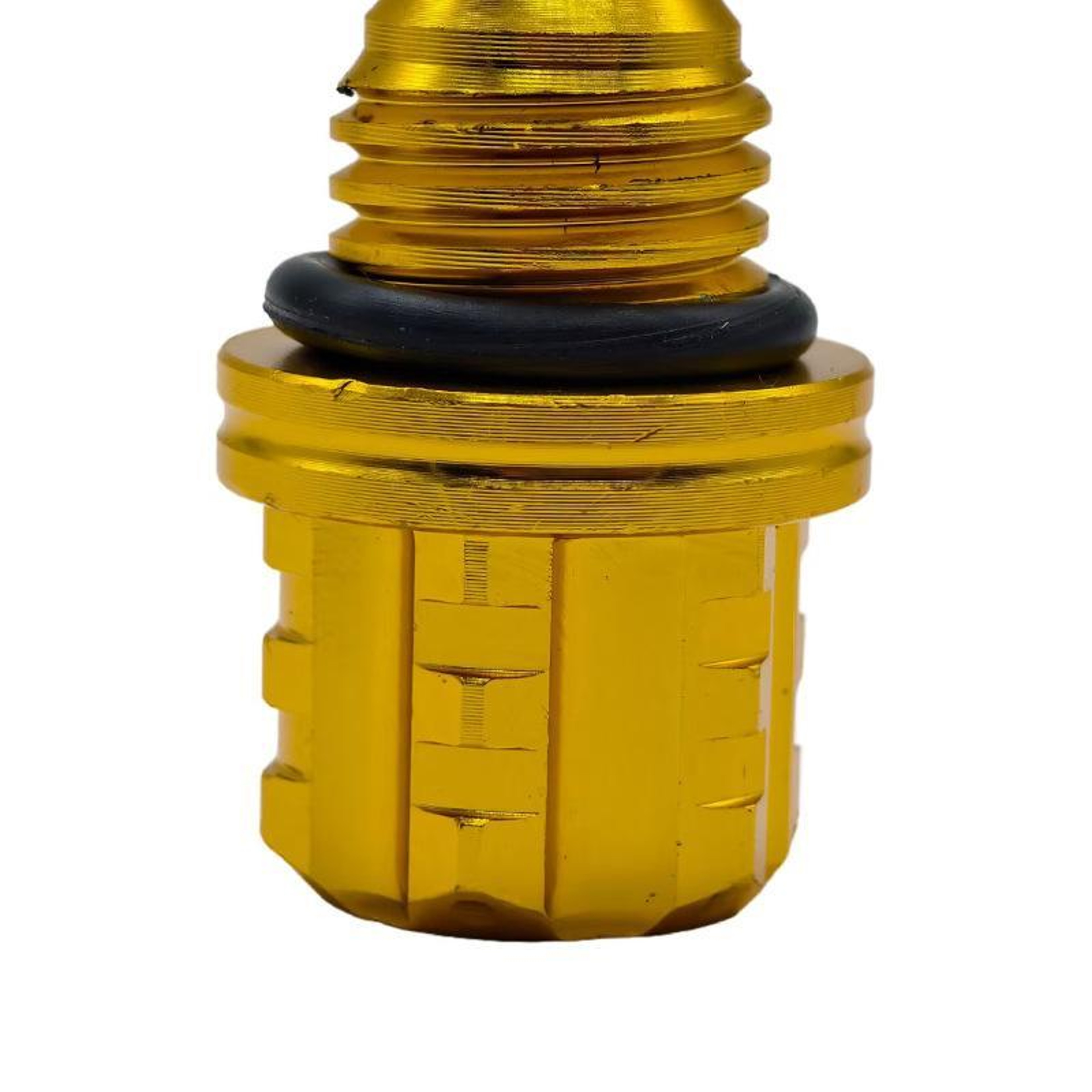 CNC Aluminum Alloy Hexagonal Plum Blossom Motorcycle Oil Dipstick Decoration Yellow – view 4