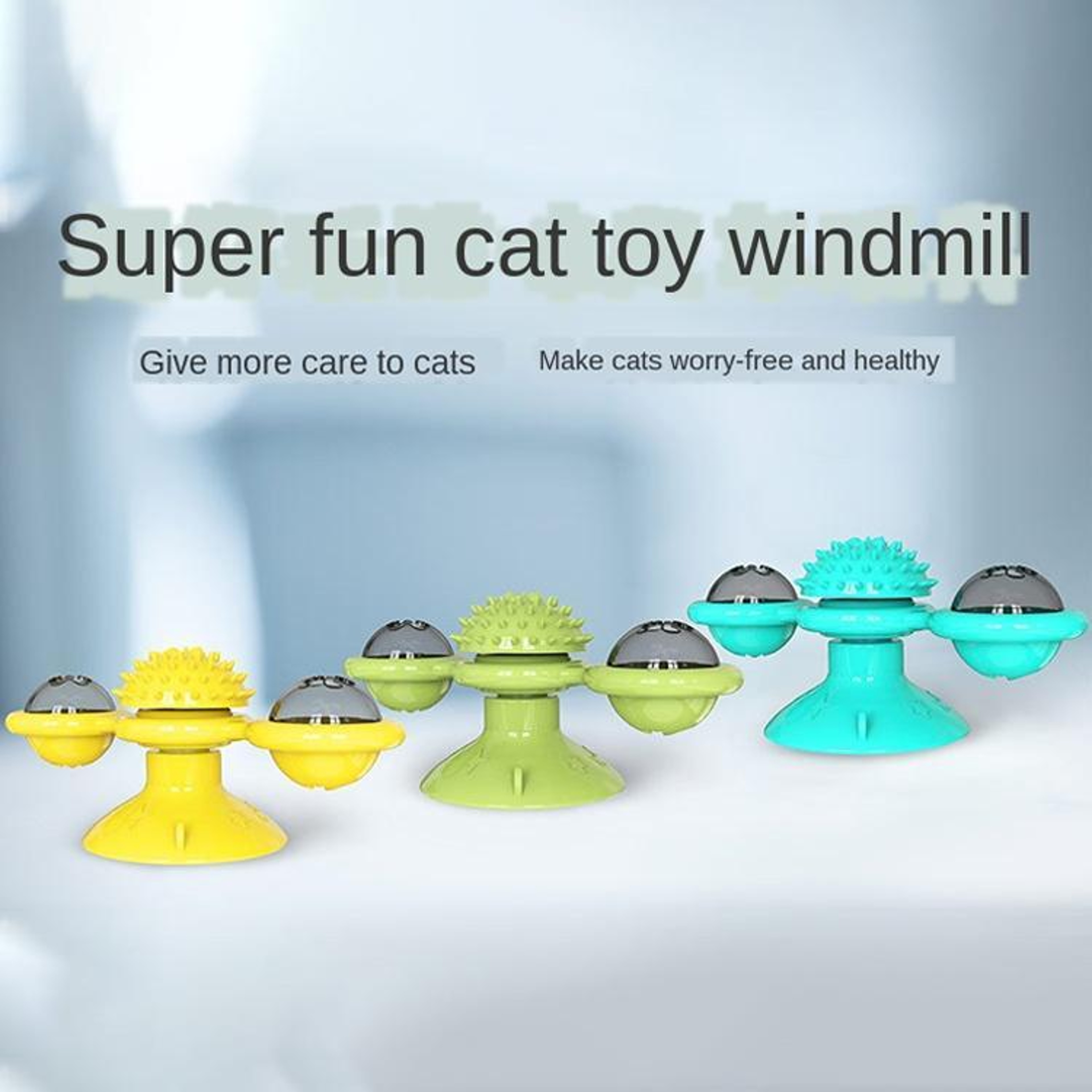 Interactive Cat Turntable Scratch Toy with Suction Cup Base, Windmill Ball Dispenser & Scratching Fun – view 4