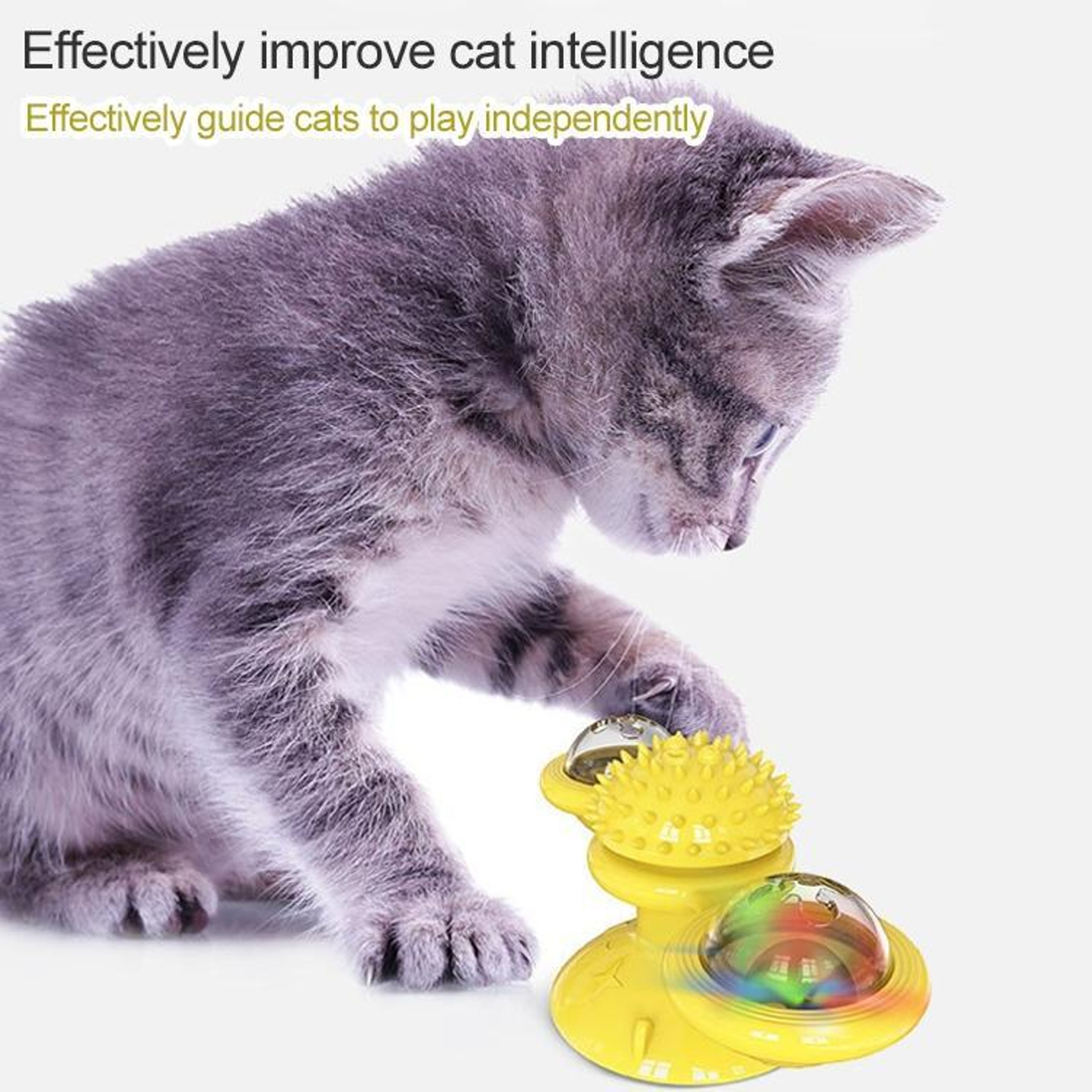 Interactive Cat Turntable Scratch Toy with Suction Cup Base, Windmill Ball Dispenser & Scratching Fun – view 6