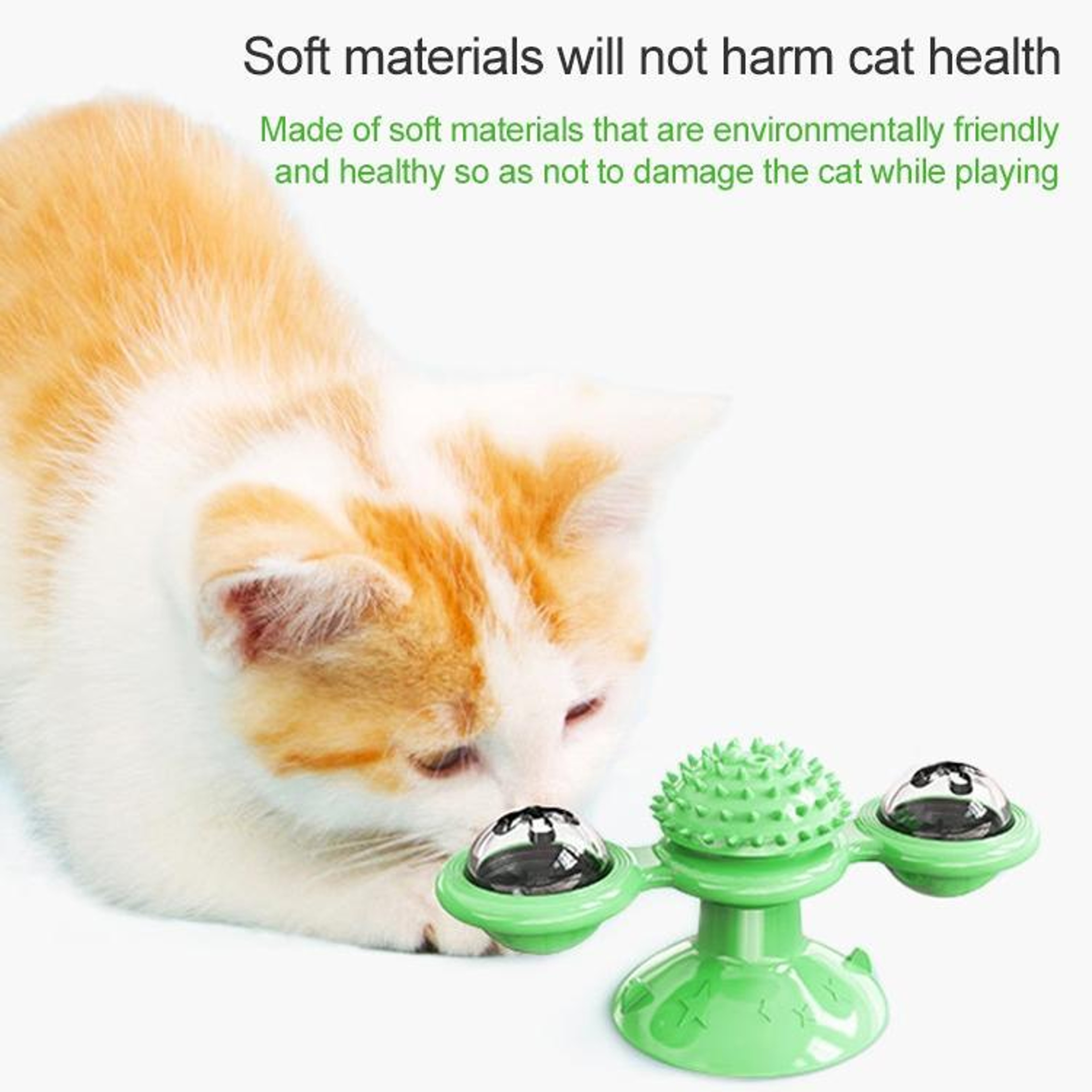 Interactive Cat Turntable Scratch Toy with Suction Cup Base, Windmill Ball Dispenser & Scratching Fun – view 7