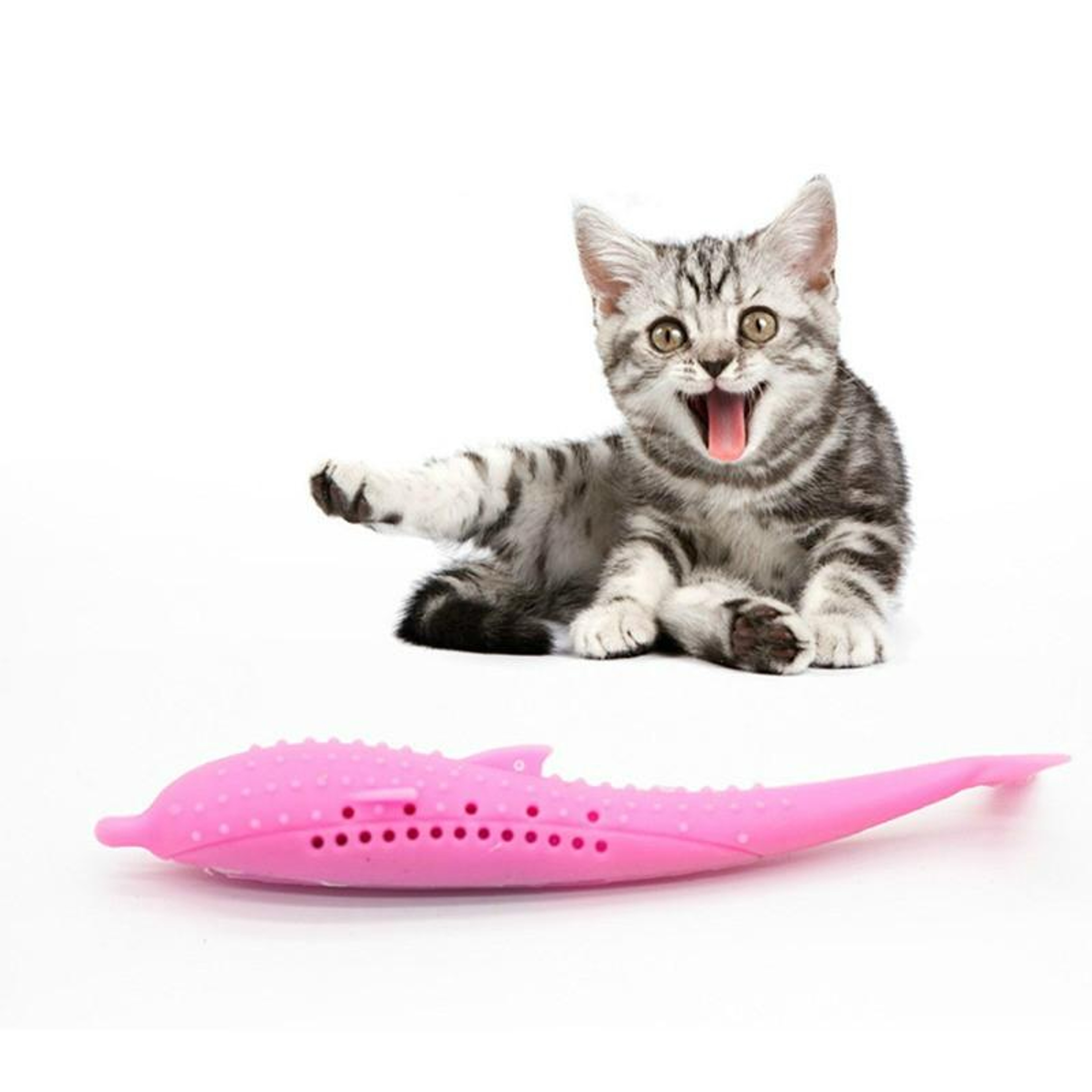 Catnip Dolphin Cat Teeth Cleaning Silicone Chew Toy, Interactive Dental Care Pet Toy for Cats – view 8