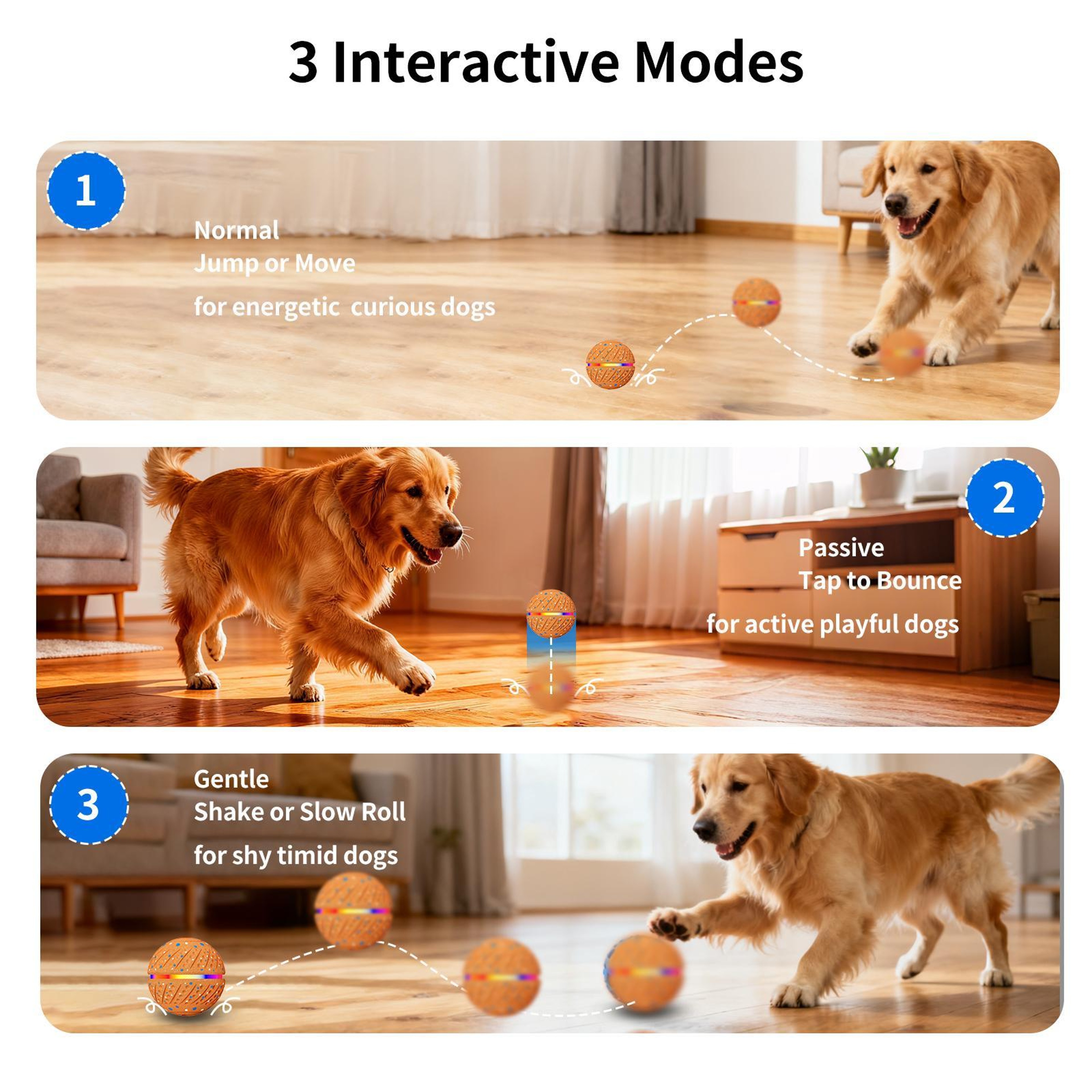 Smart Automatic Pet Toy Ball with LED Interactive Dog Training Ball  for Boredom Relief – view 3