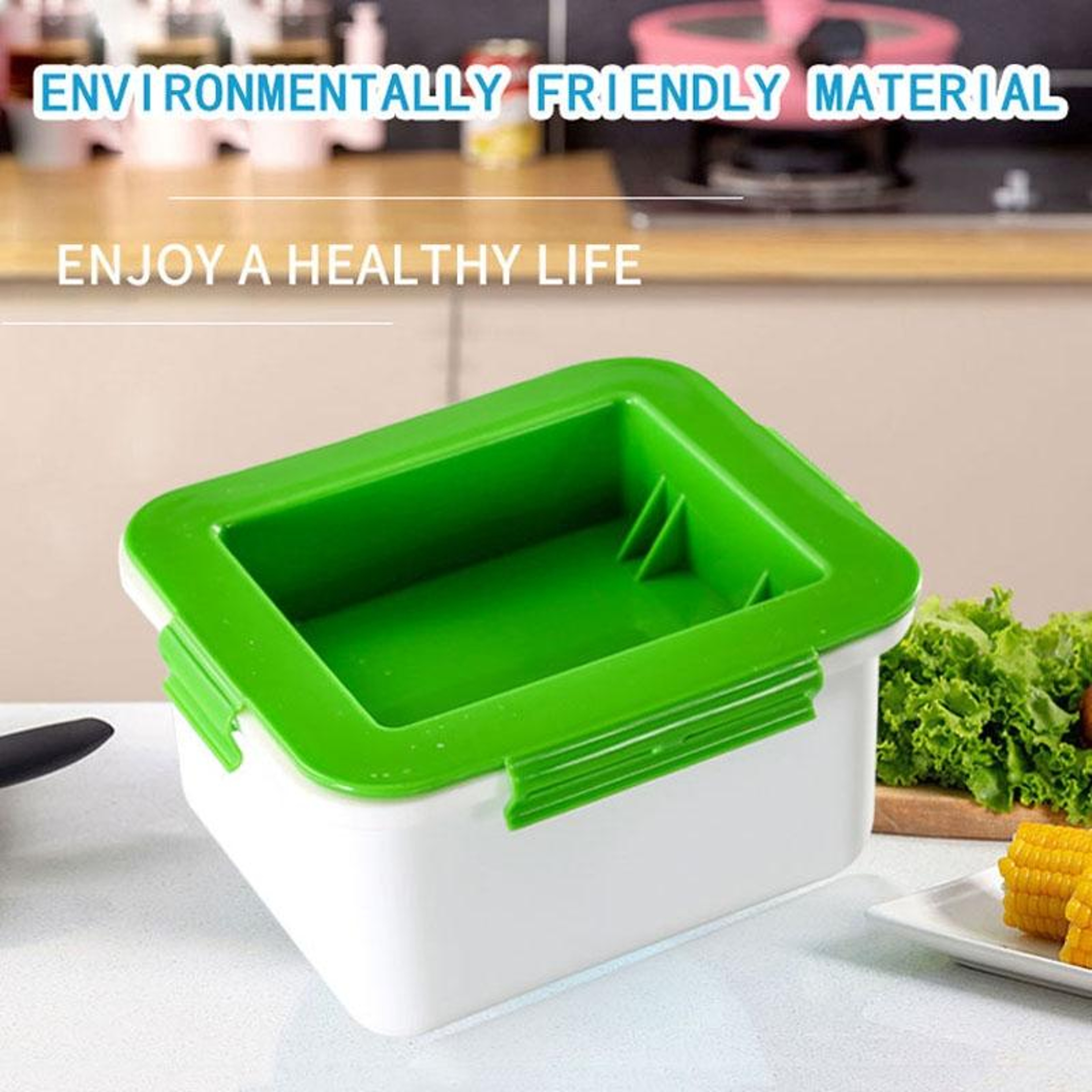 Built-In Tofu Press & Squeezer Kitchen Draining Machine White Green – view 2