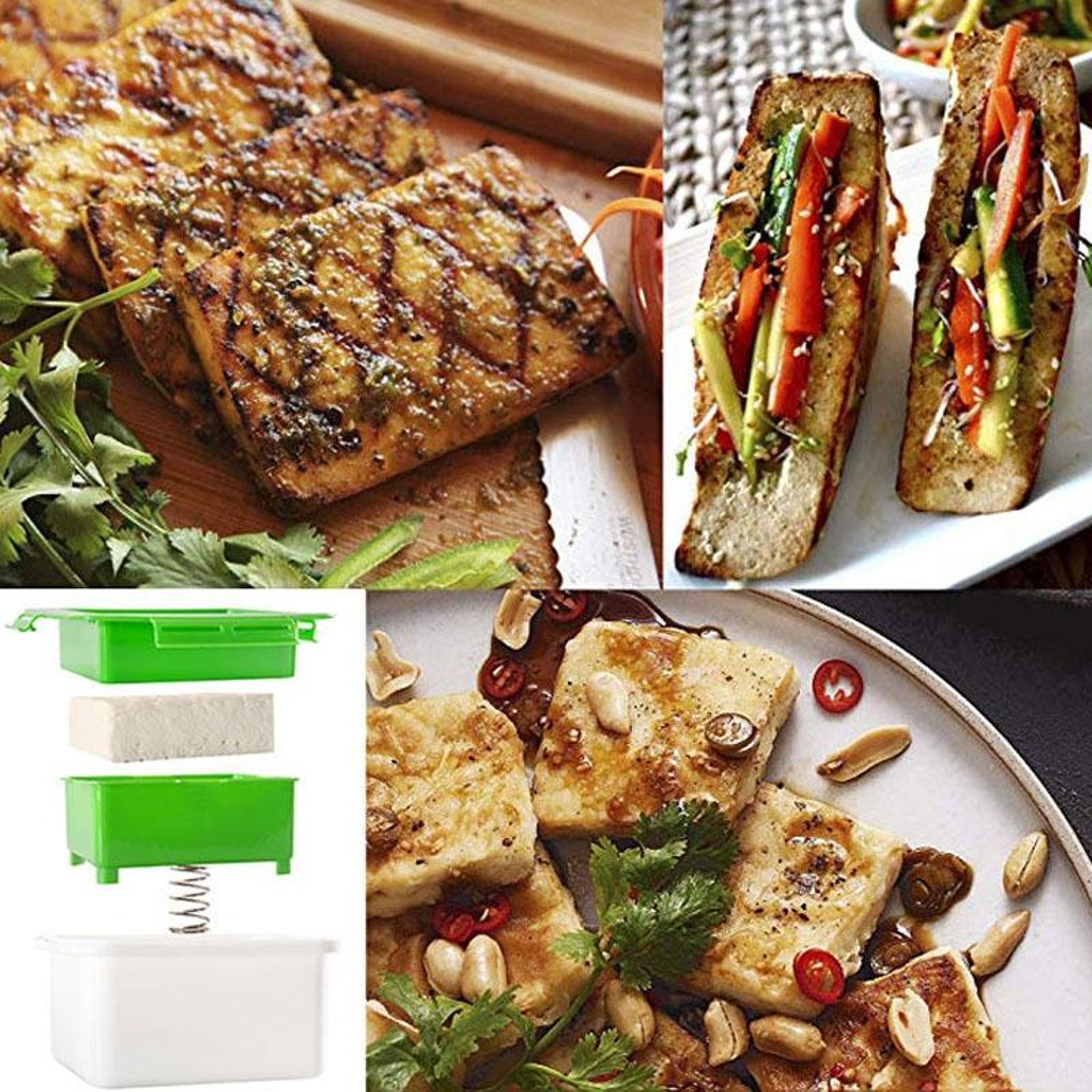 Built-In Tofu Press & Squeezer Kitchen Draining Machine White Green – view 7