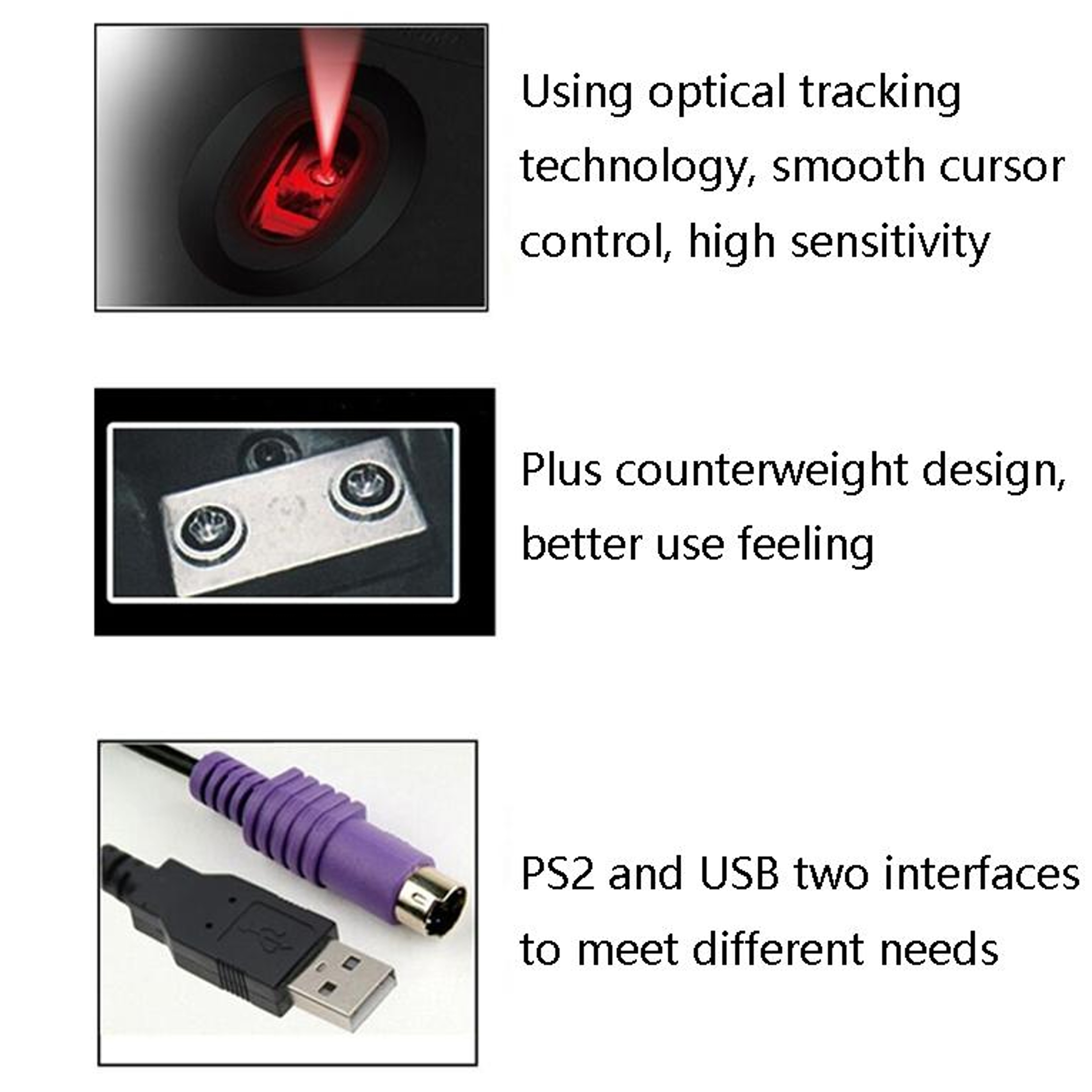 USB Wired Optical Mouse with Adjustable  Button USB/PS2 Computer Mouse for Home & Office Use – view 4