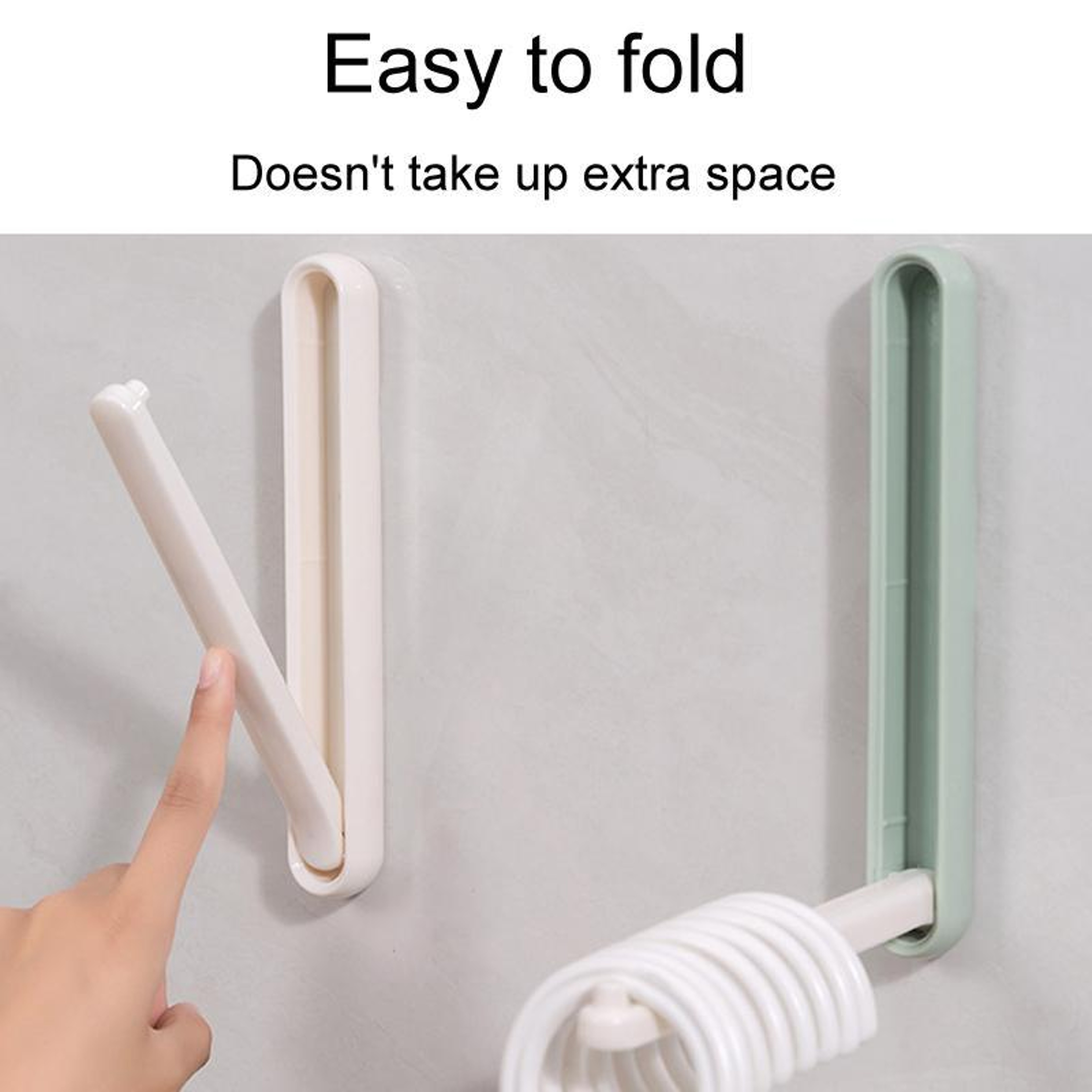 Balcony No Punch Foldable Clothes Hanger Rack  Wall Mounted Adhesive Space Saving Organizer – view 6