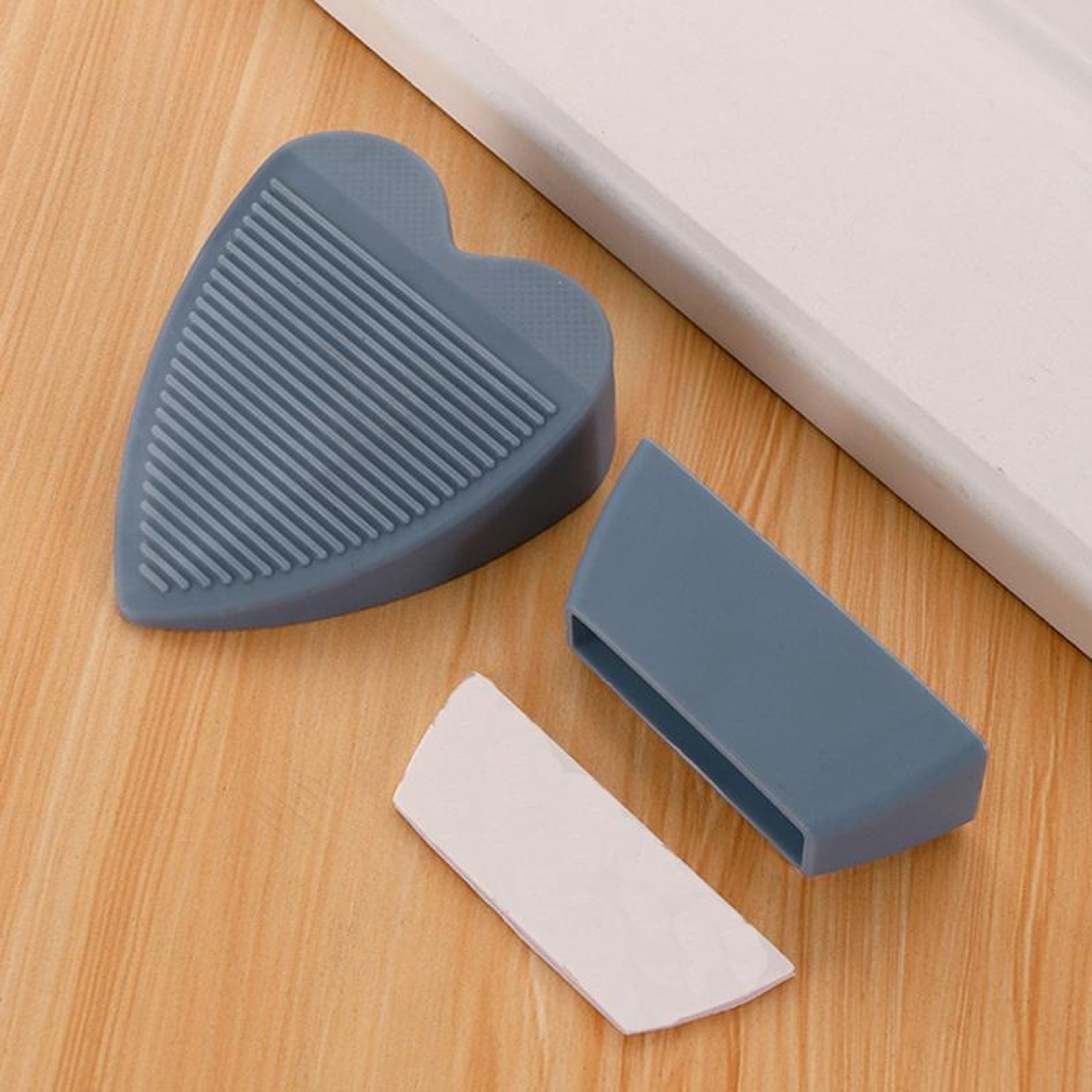 Windproof Adhesive Door Stopper Storage Box Silent Anti Collision PVC Door Holder Pink – view 10