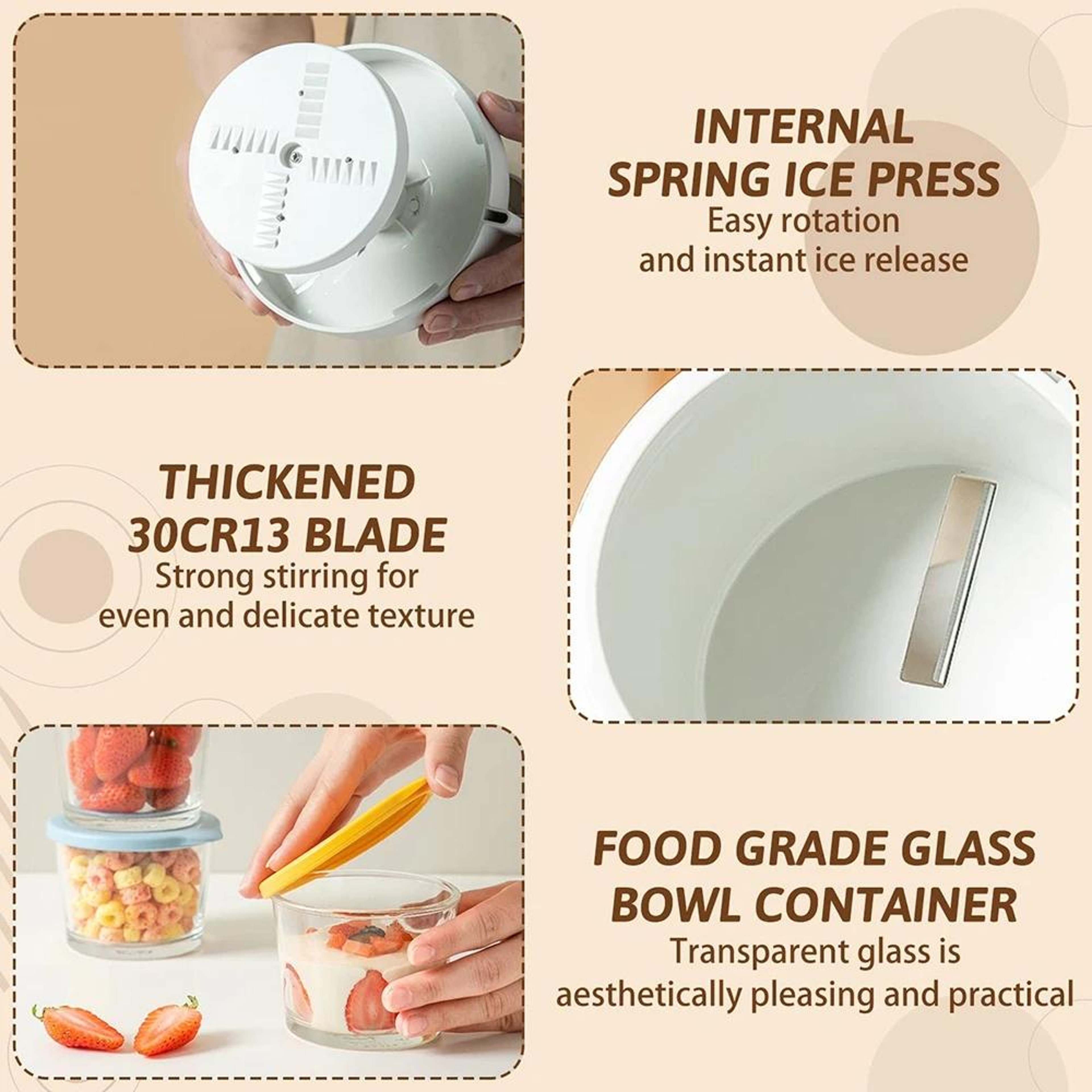 Manual Ice Crusher Ice Shaver Hand Crank Ice Blender for Household Use White – view 7