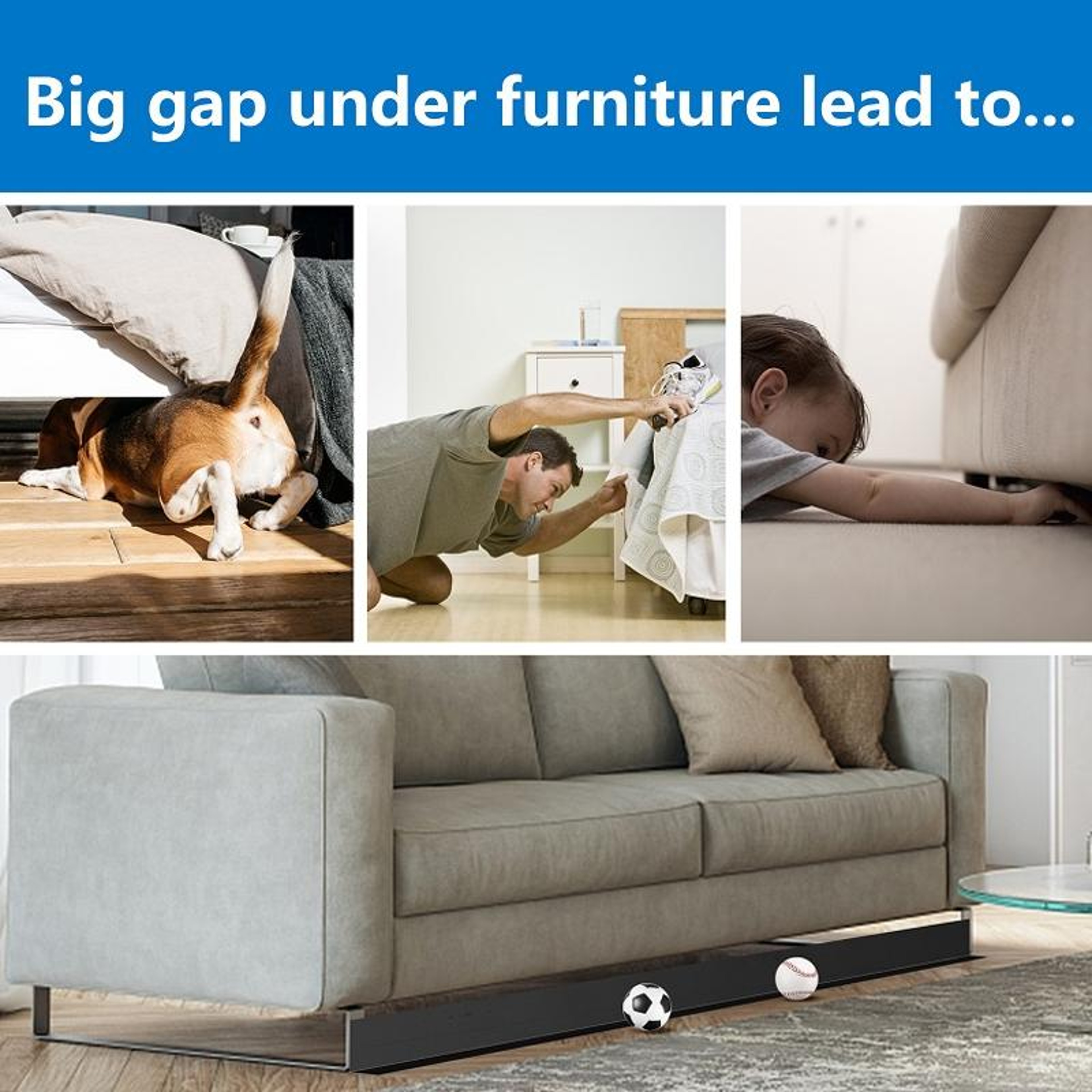 Adjustable Sofa Gap Blocker Under Bed Gap Filler Toy Blocking Strap PVC Furniture Gap Guard – view 5