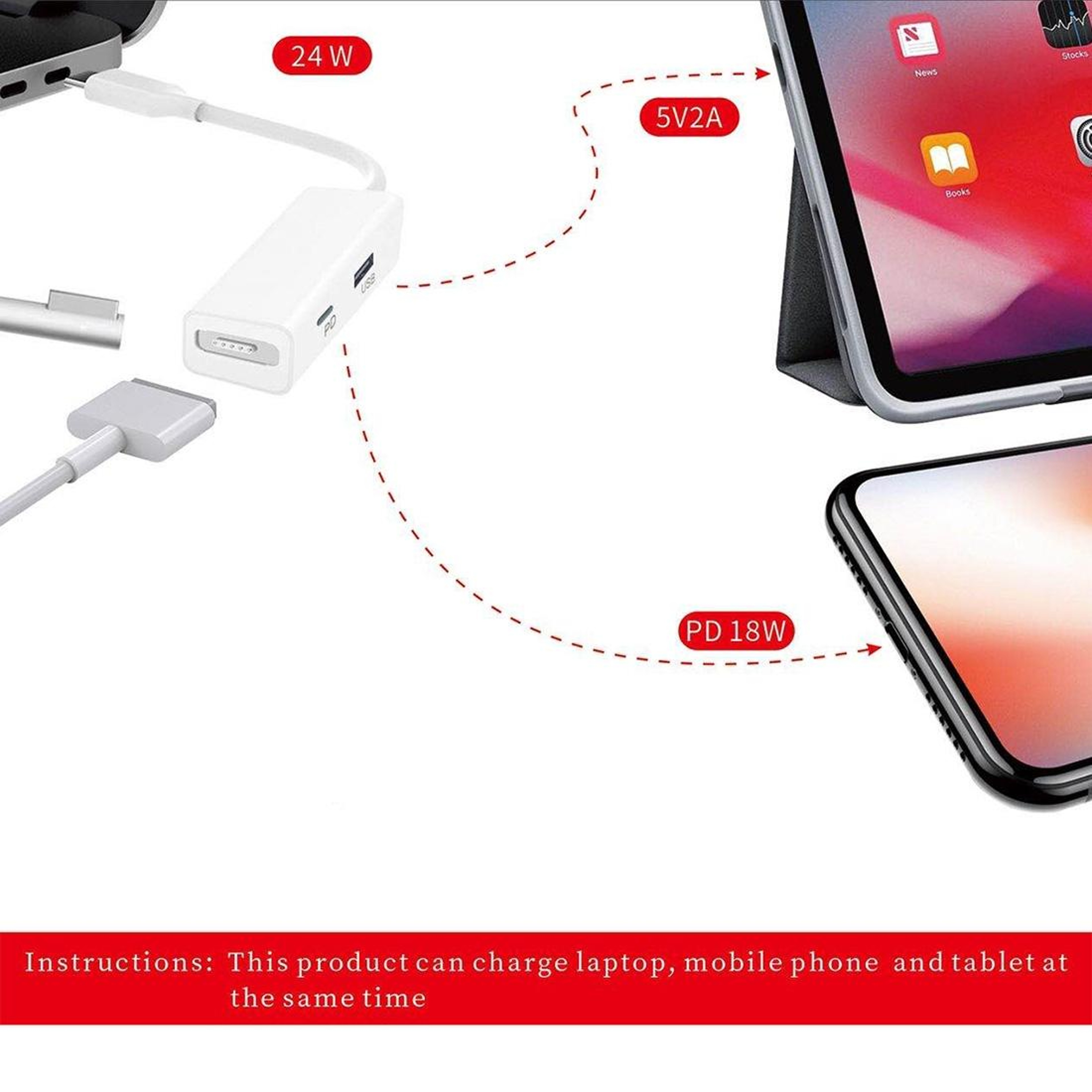 3-in-1 MagSafe to USB-C Adapter with PD Fast Charging Converter for Laptops and Devices – view 4