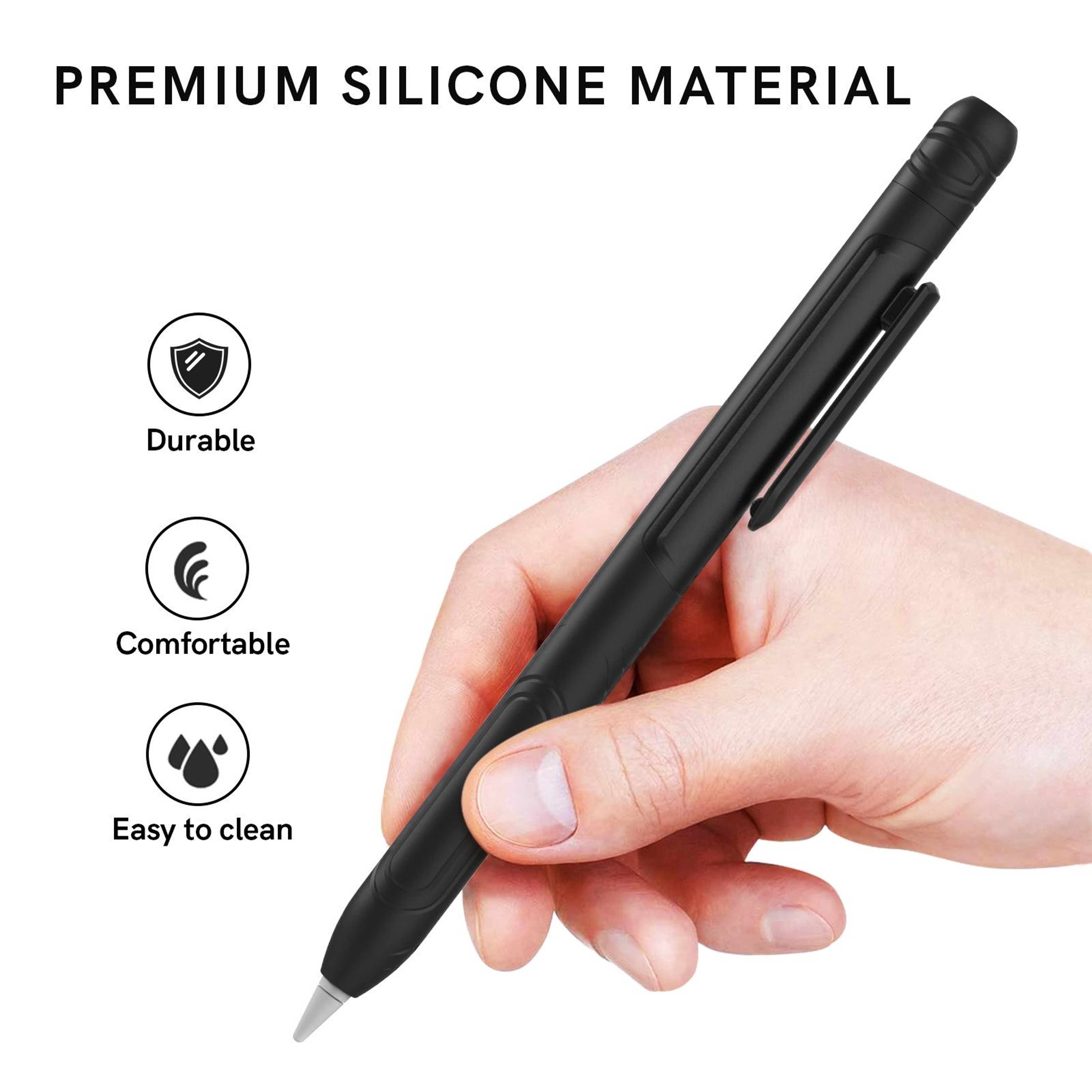 Apple Pencil 1 Silicone Protective Case with Clip Triple Defense Sleeve Anti-Scratch Cover – view 3