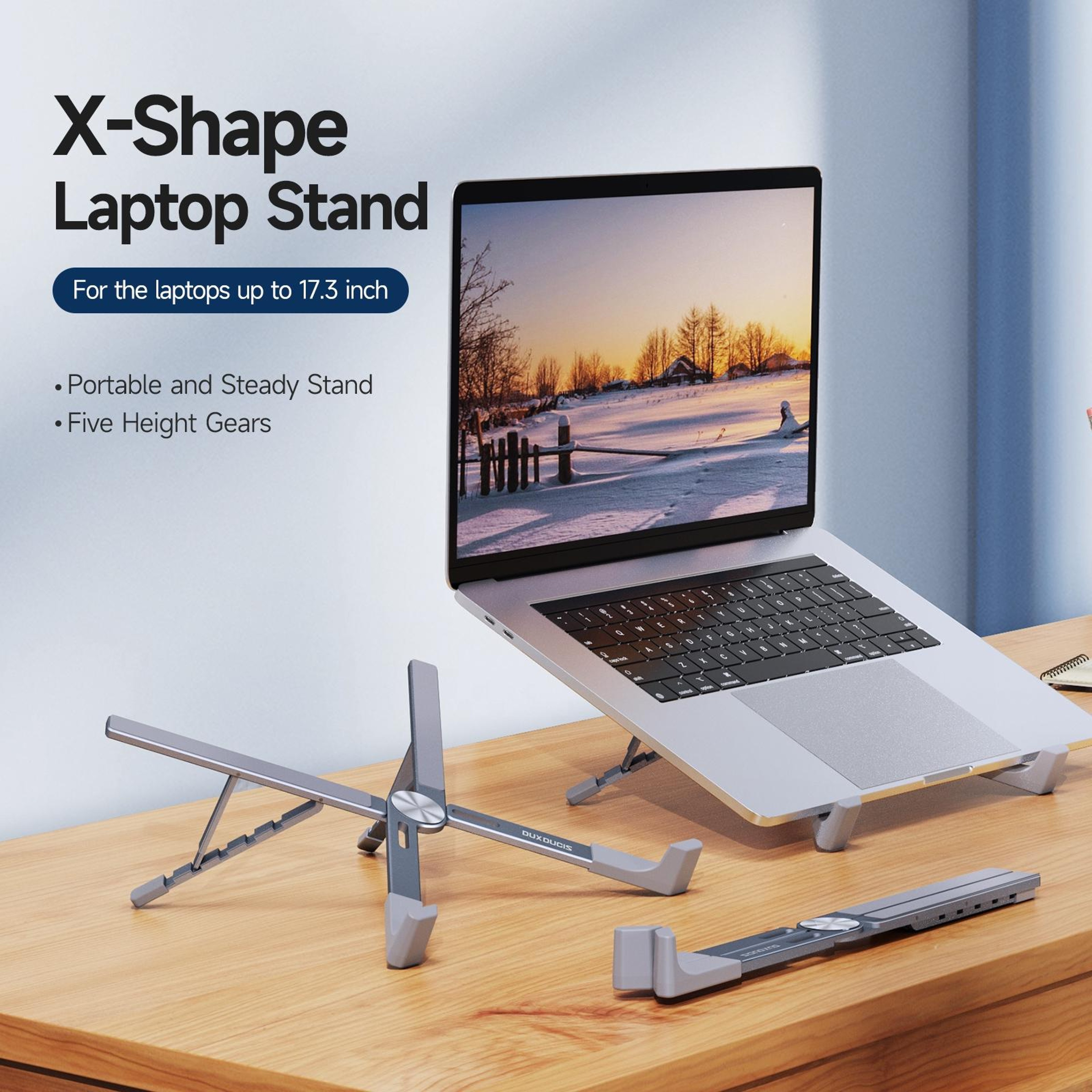 Foldable X-Shaped Aluminum Laptop Stand Adjustable Portable Ergonomic Stand – view 2