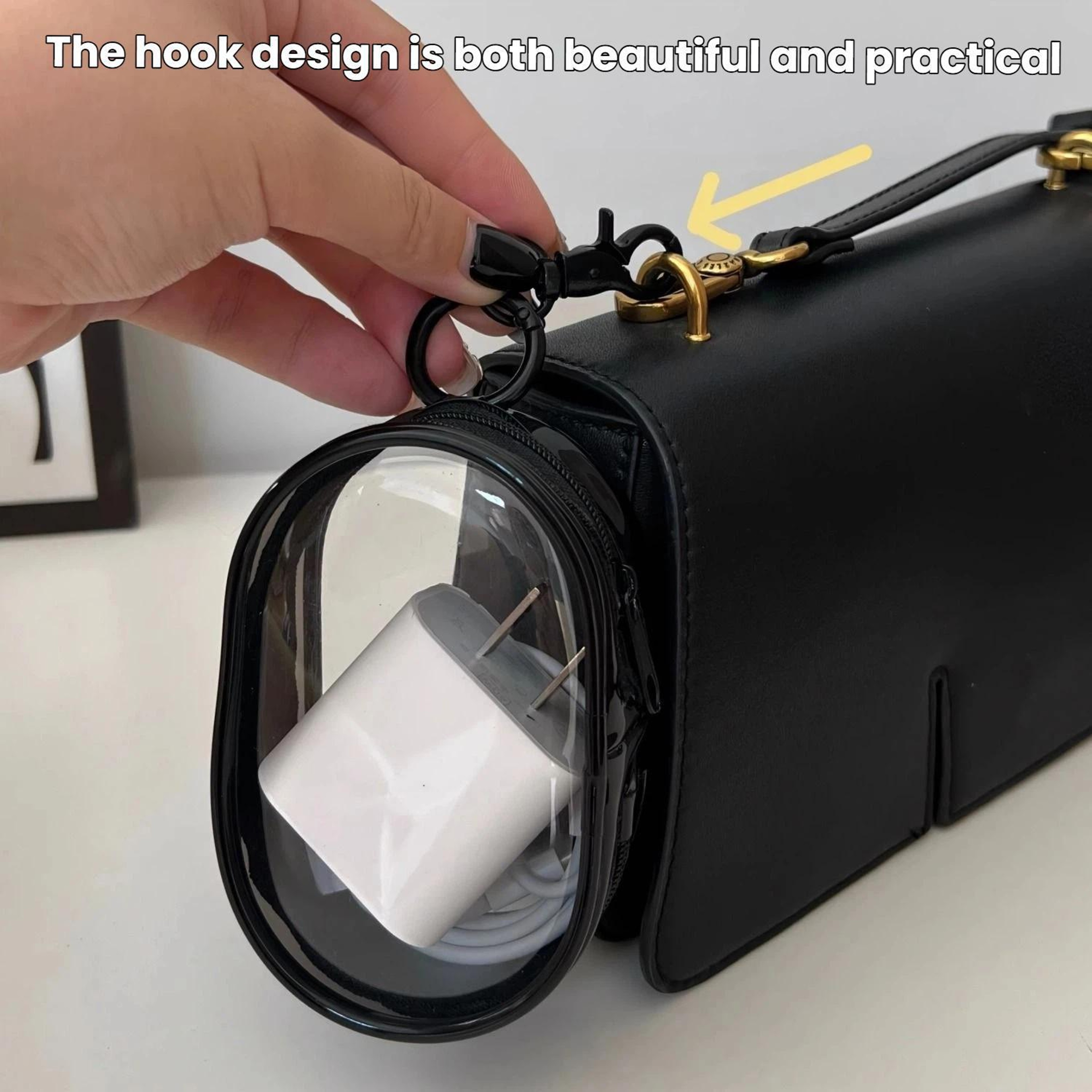 Transparent Cable Organizer Pouch Set with Keychain Earphone Storage Case for Chargers and Accessories – view 3