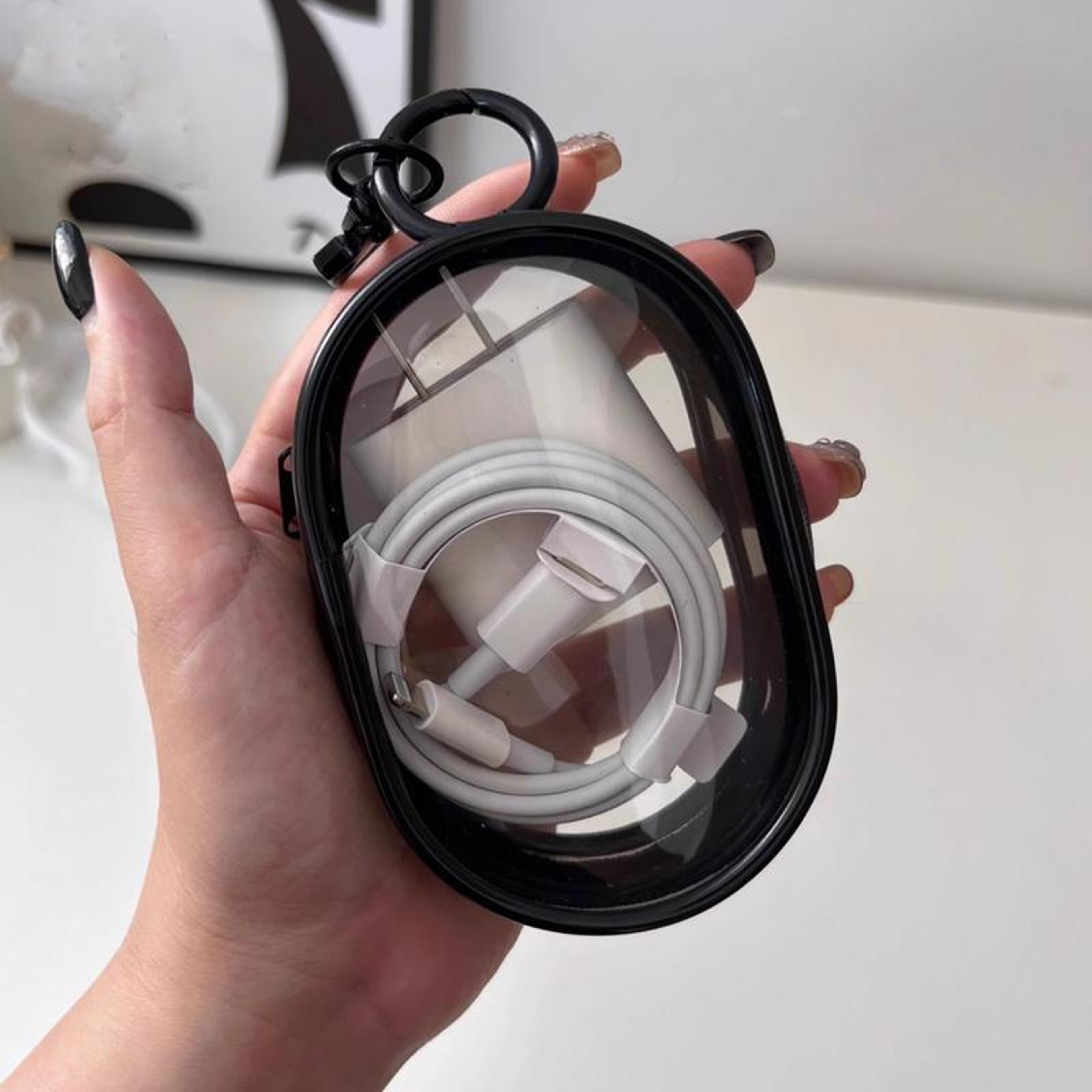 Transparent Cable Organizer Pouch Set with Keychain Earphone Storage Case for Chargers and Accessories – view 7