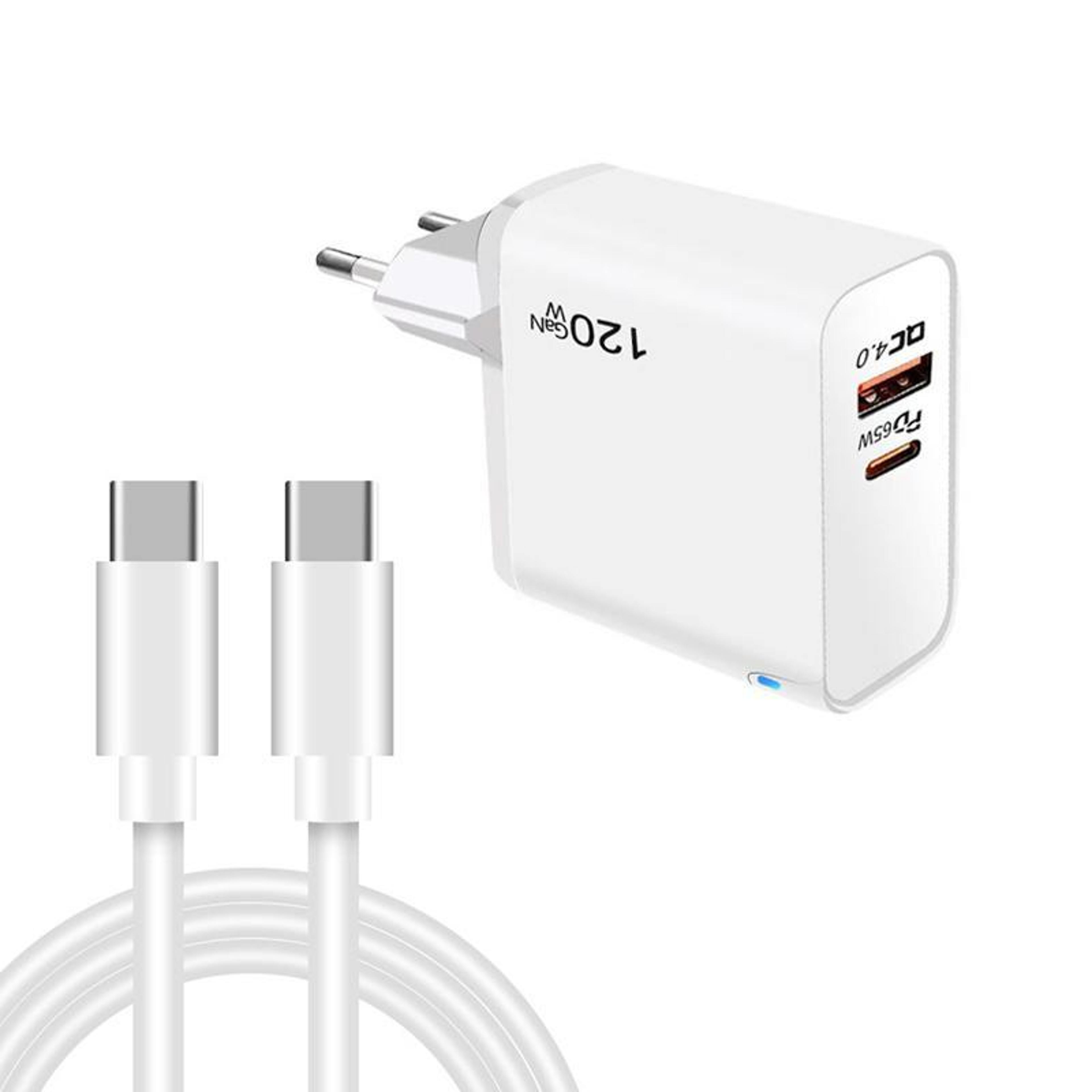 65W GaN PD USB-C Fast Charger EU Plug with QC4.0 Cable – view 1