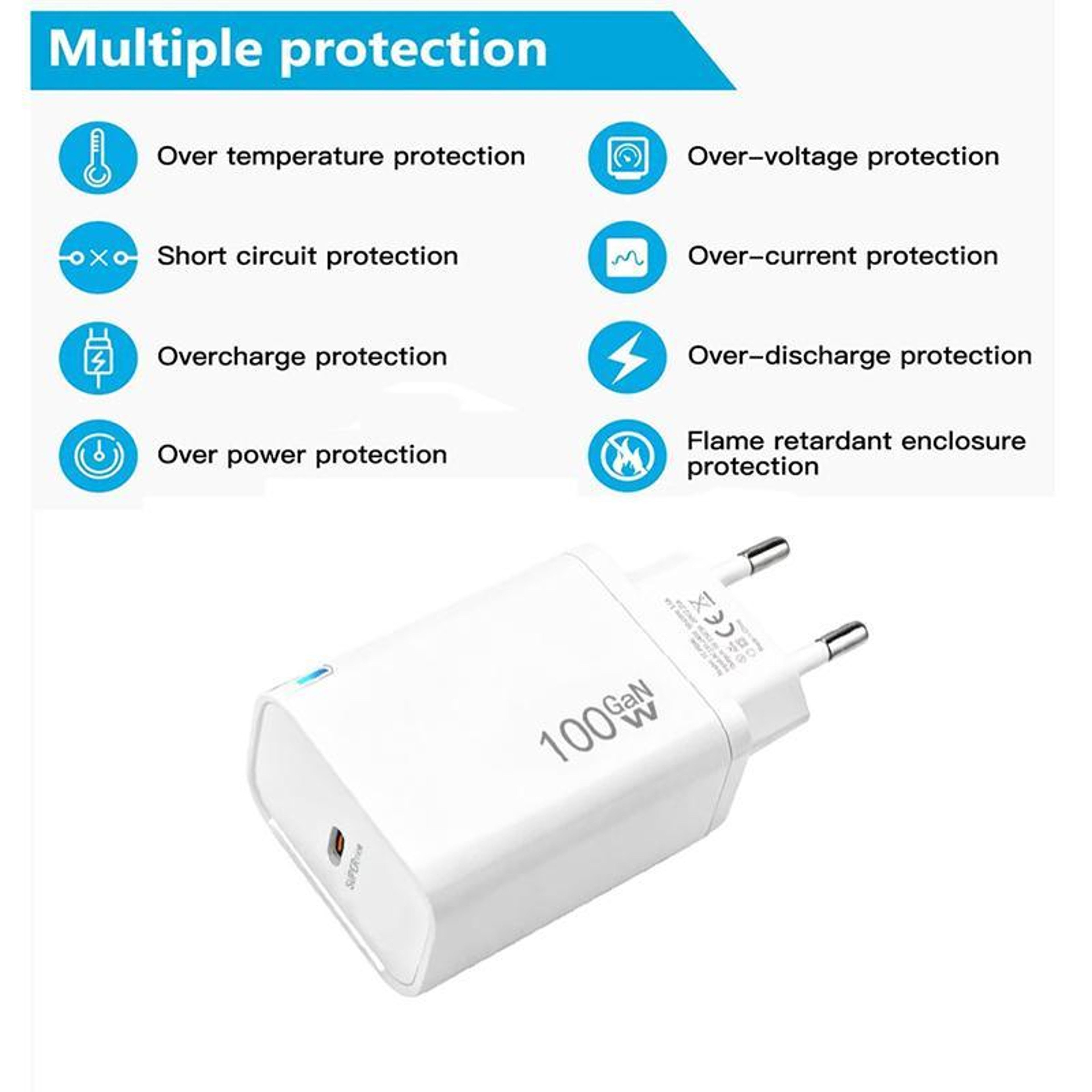 TE-PD46 100W GaN USB-C PD Fast Charger for MacBook, Laptop & Phone EU Plug – view 4