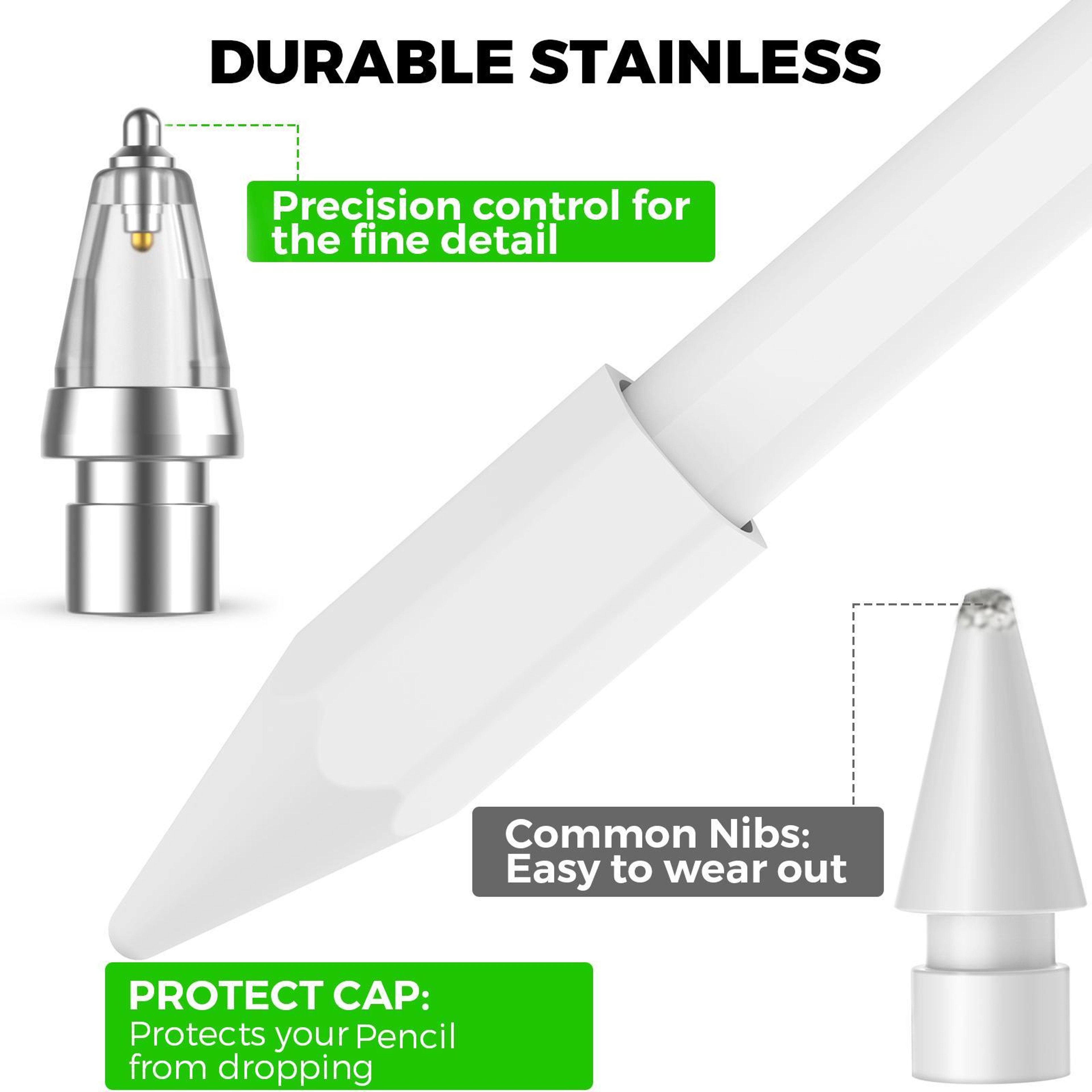 AhaStyle WG155 Metal Replacement Pen Tip for Apple Pencil Pro USB-C 2 1 Durable Stylus Upgrade – view 4