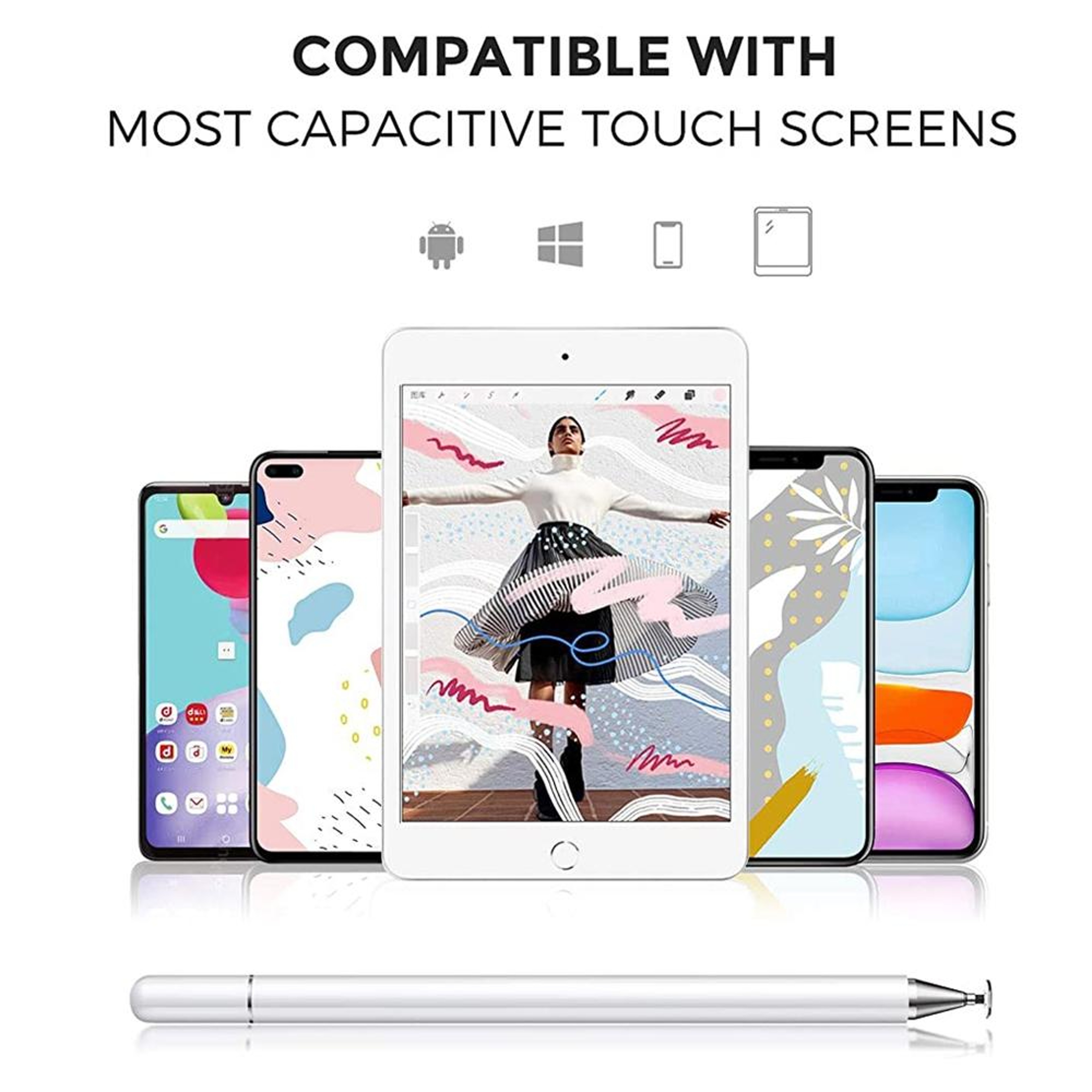 Silicone & Cloth Stylus Pen, Capacitive Touch Screen Pen with Magnetic Cap – view 10