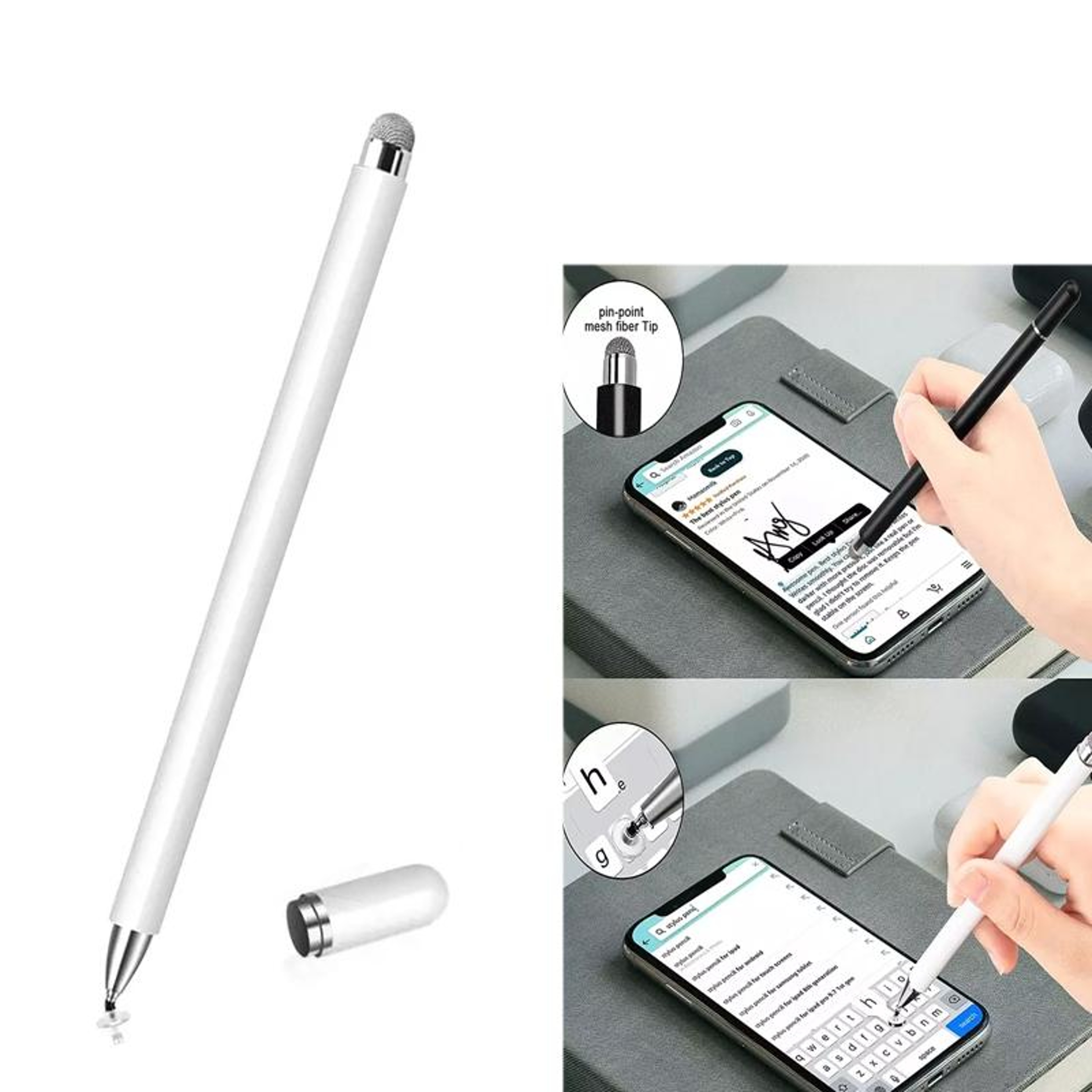 Silicone & Cloth Stylus Pen, Capacitive Touch Screen Pen with Magnetic Cap – view 2