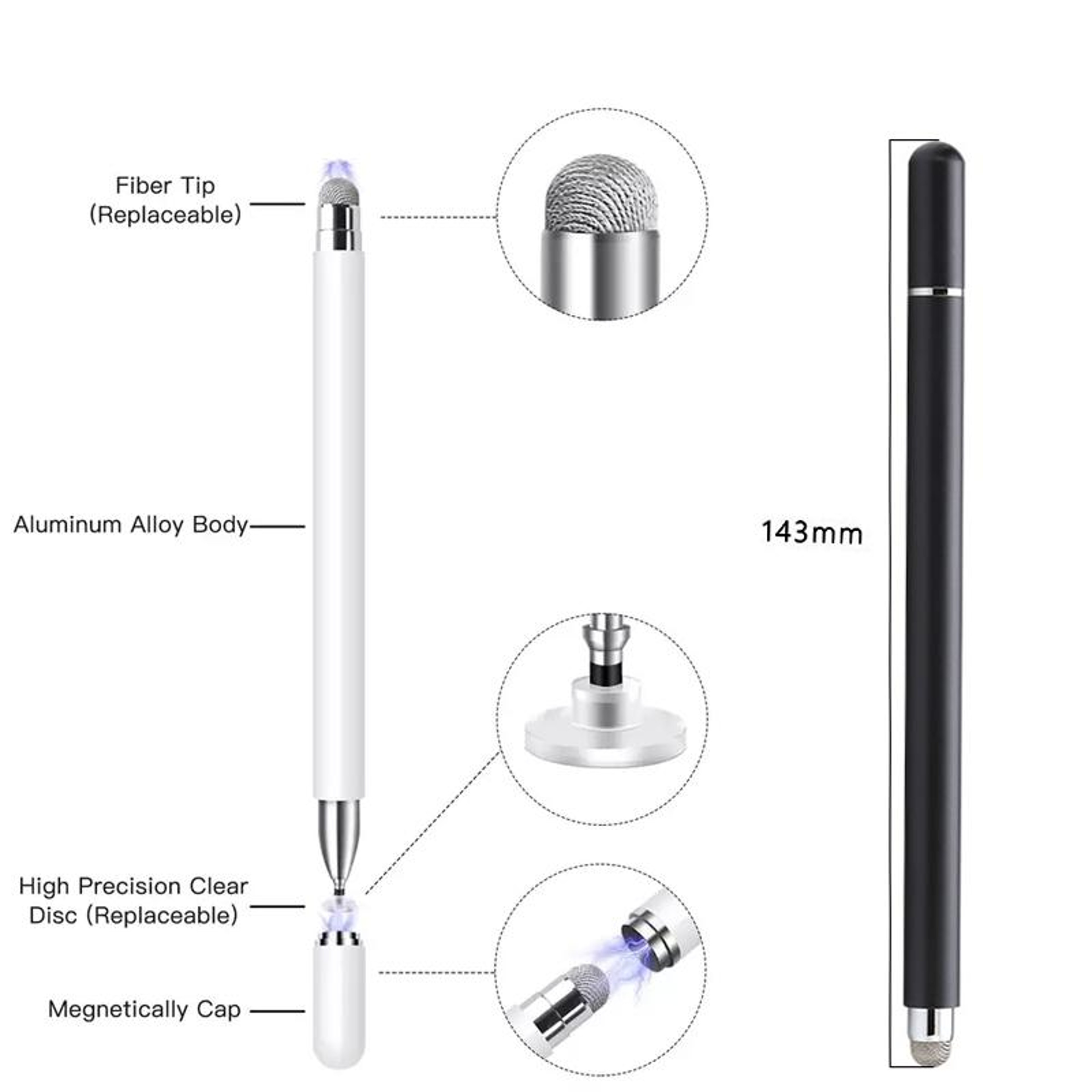 Silicone & Cloth Stylus Pen, Capacitive Touch Screen Pen with Magnetic Cap – view 7