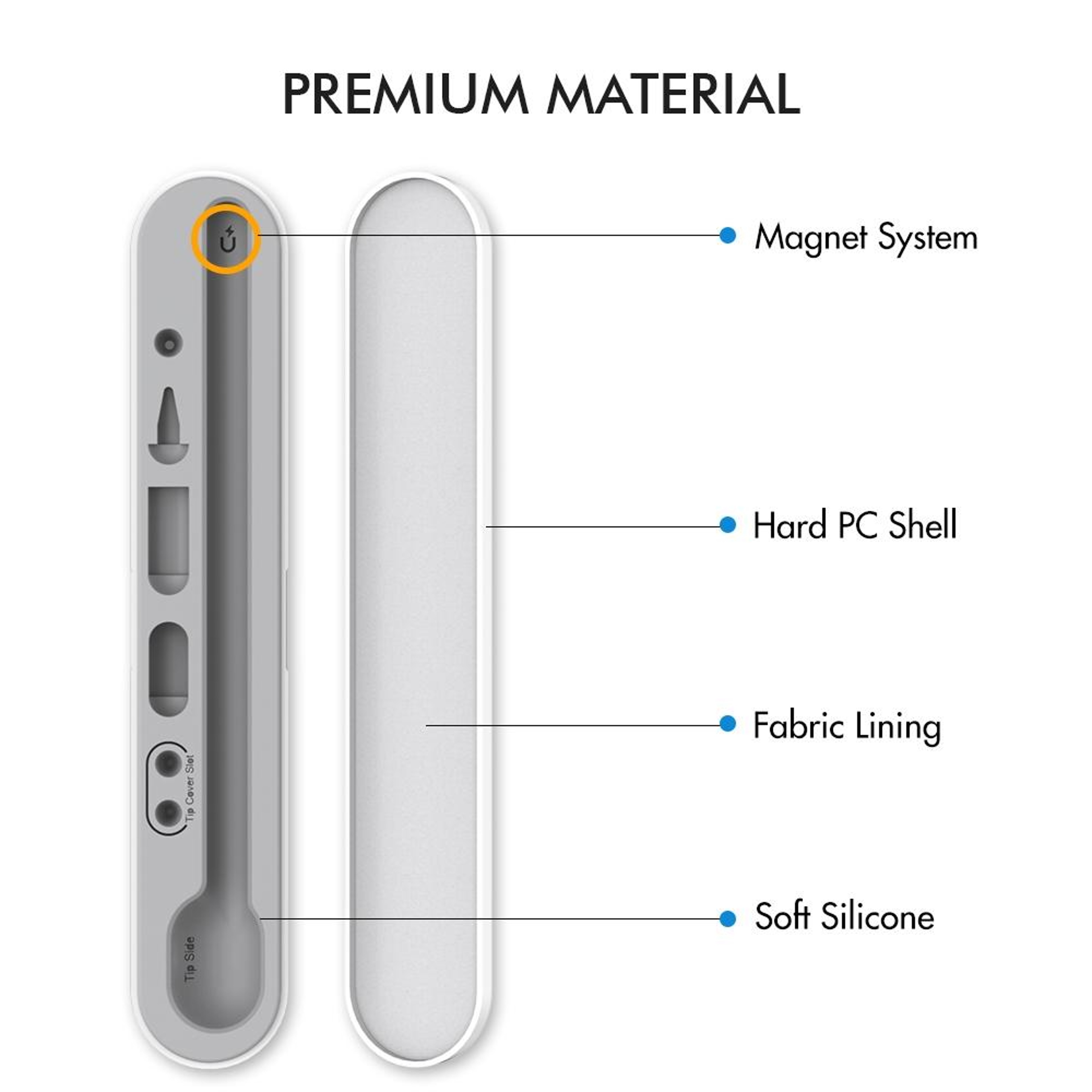 Magnetic Silicone Stylus Pen Storage Case for Apple Pencil Holder with Accessory Organizer – view 2