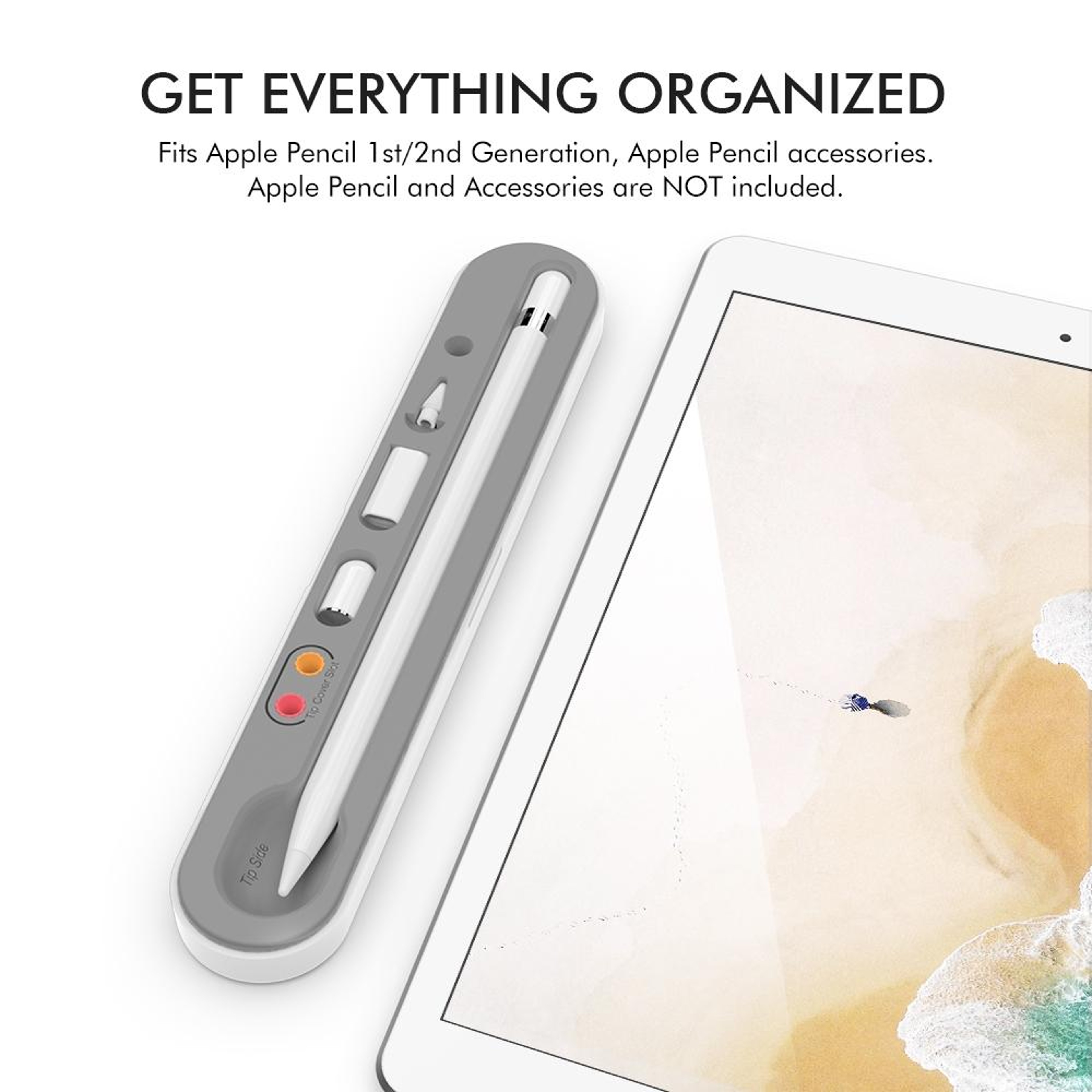 Magnetic Silicone Stylus Pen Storage Case for Apple Pencil Holder with Accessory Organizer – view 3