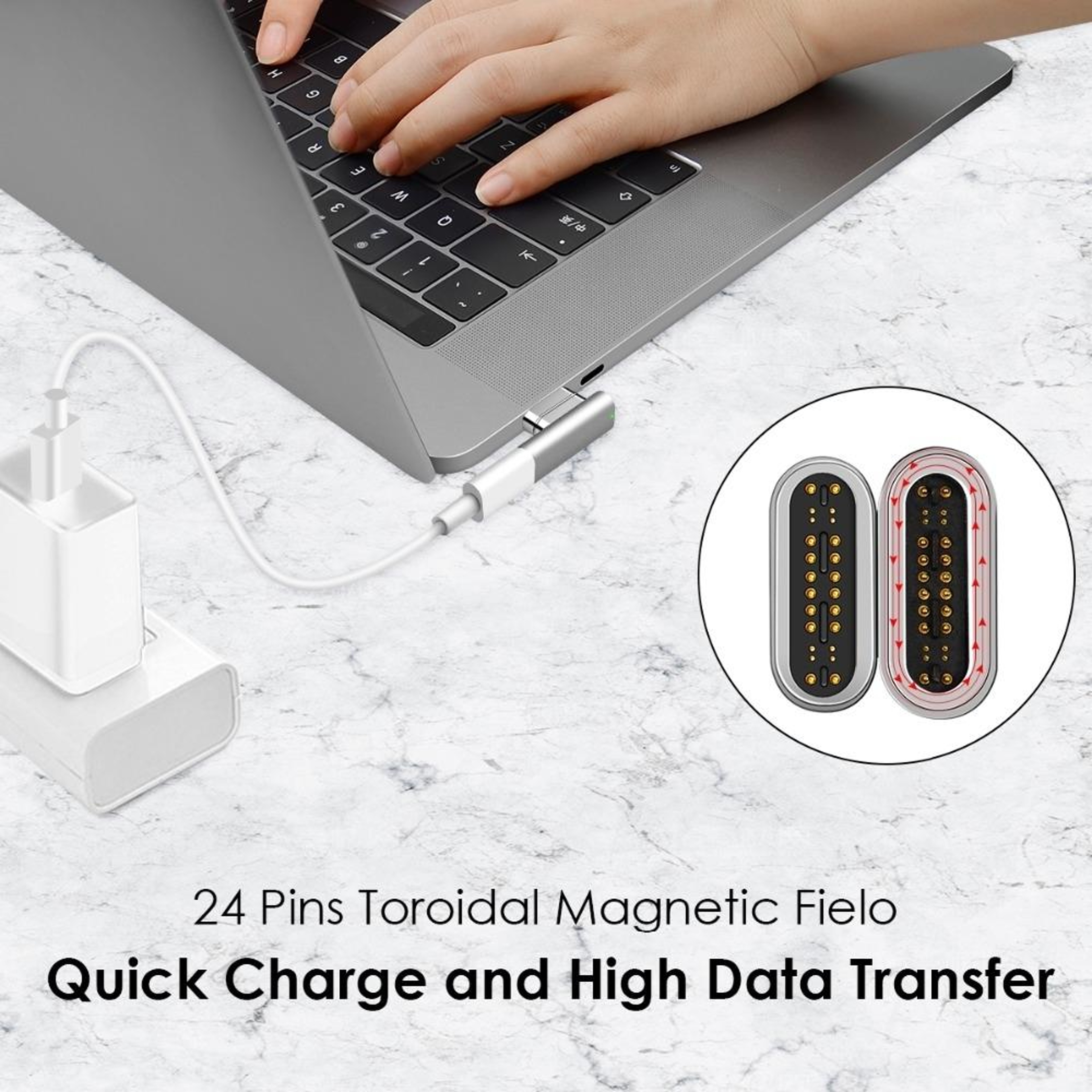 Magnetic USB-C Elbow Adapter Type-C Fast Charging & Data Transfer L-Shaped Connector – view 6