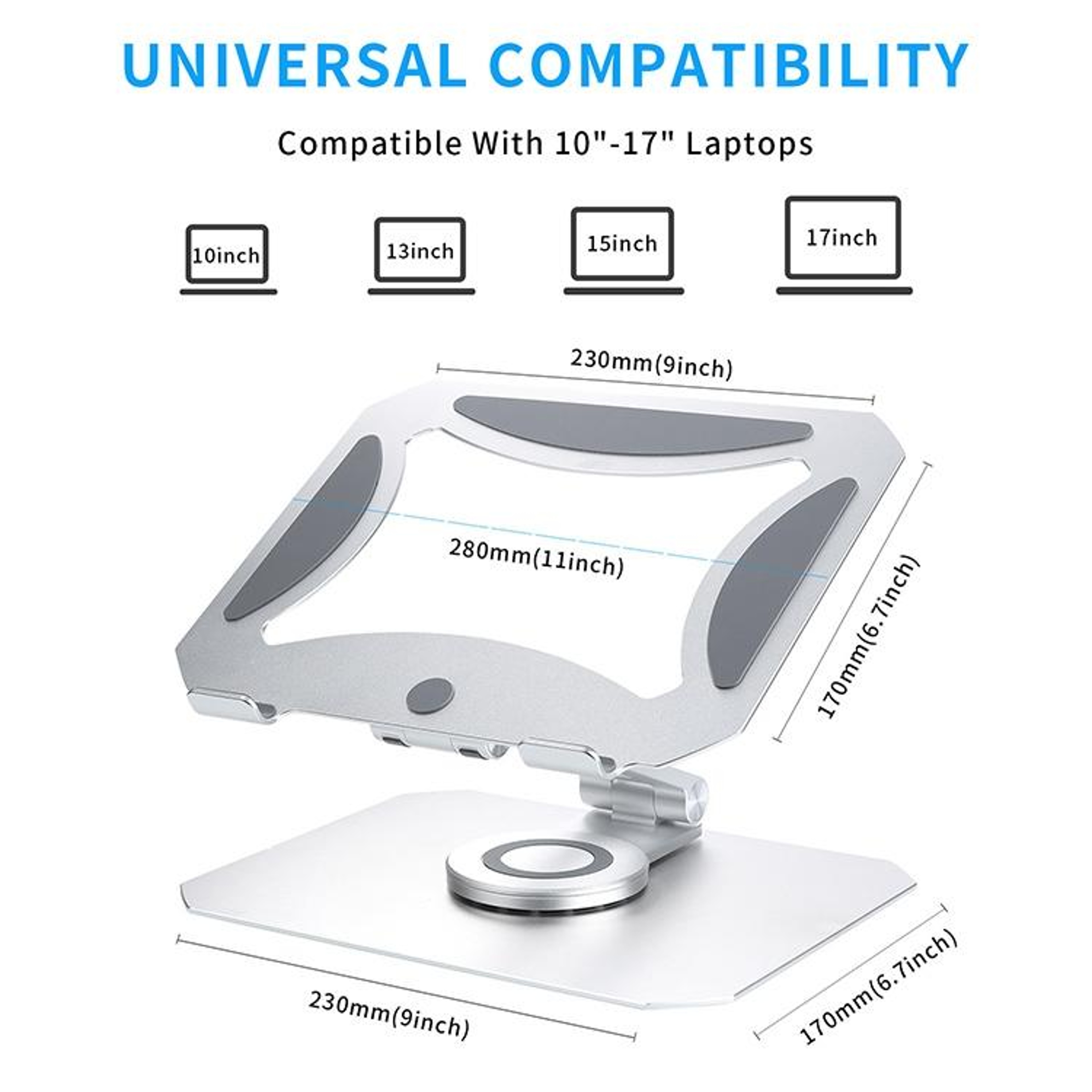 Folding Aluminum Laptop Cooling Stand  Adjustable Ergonomic Laptop Riser – view 2