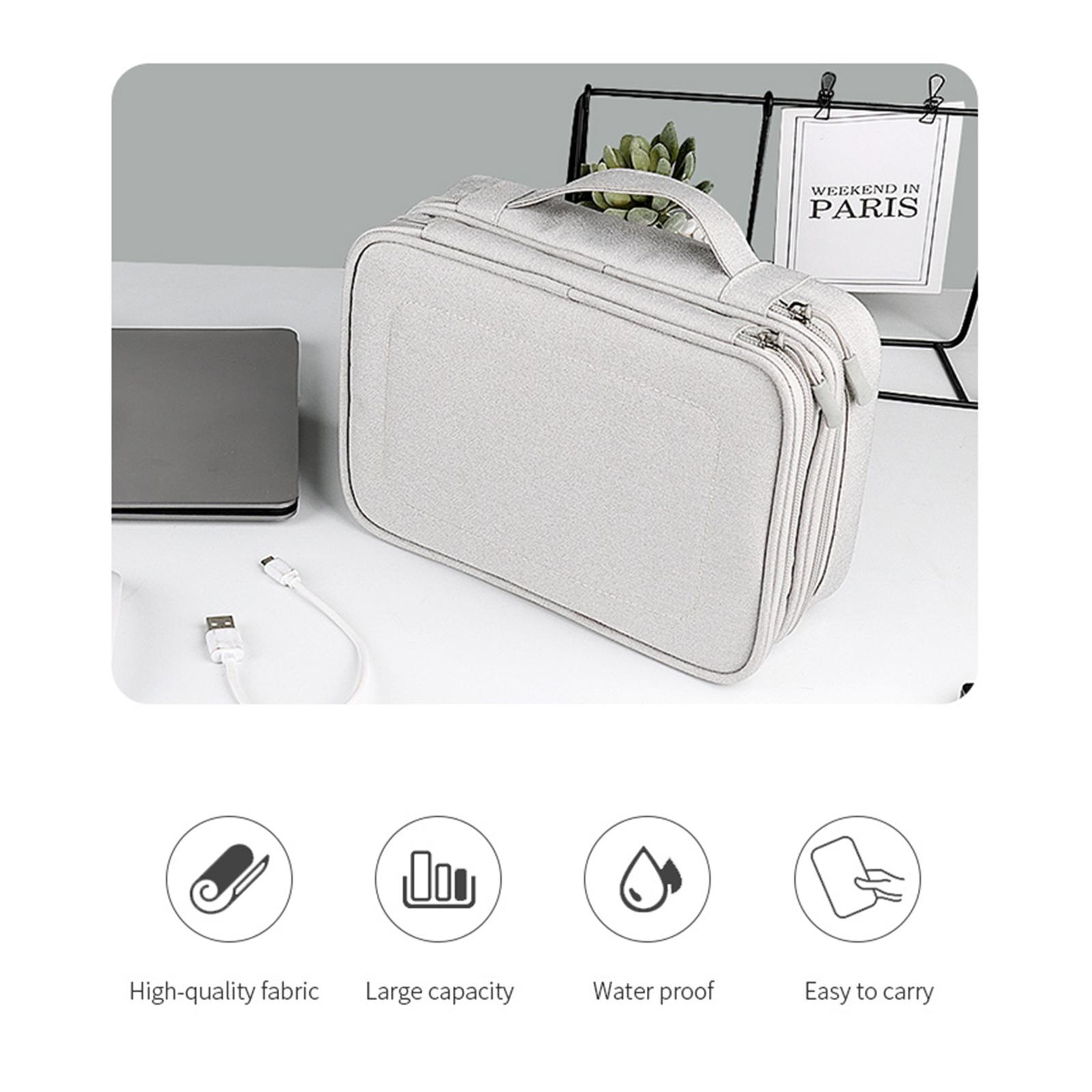 Double Layer Multifunctional Digital Accessory Storage Bag Travel Cable Organizer Pouch – view 4