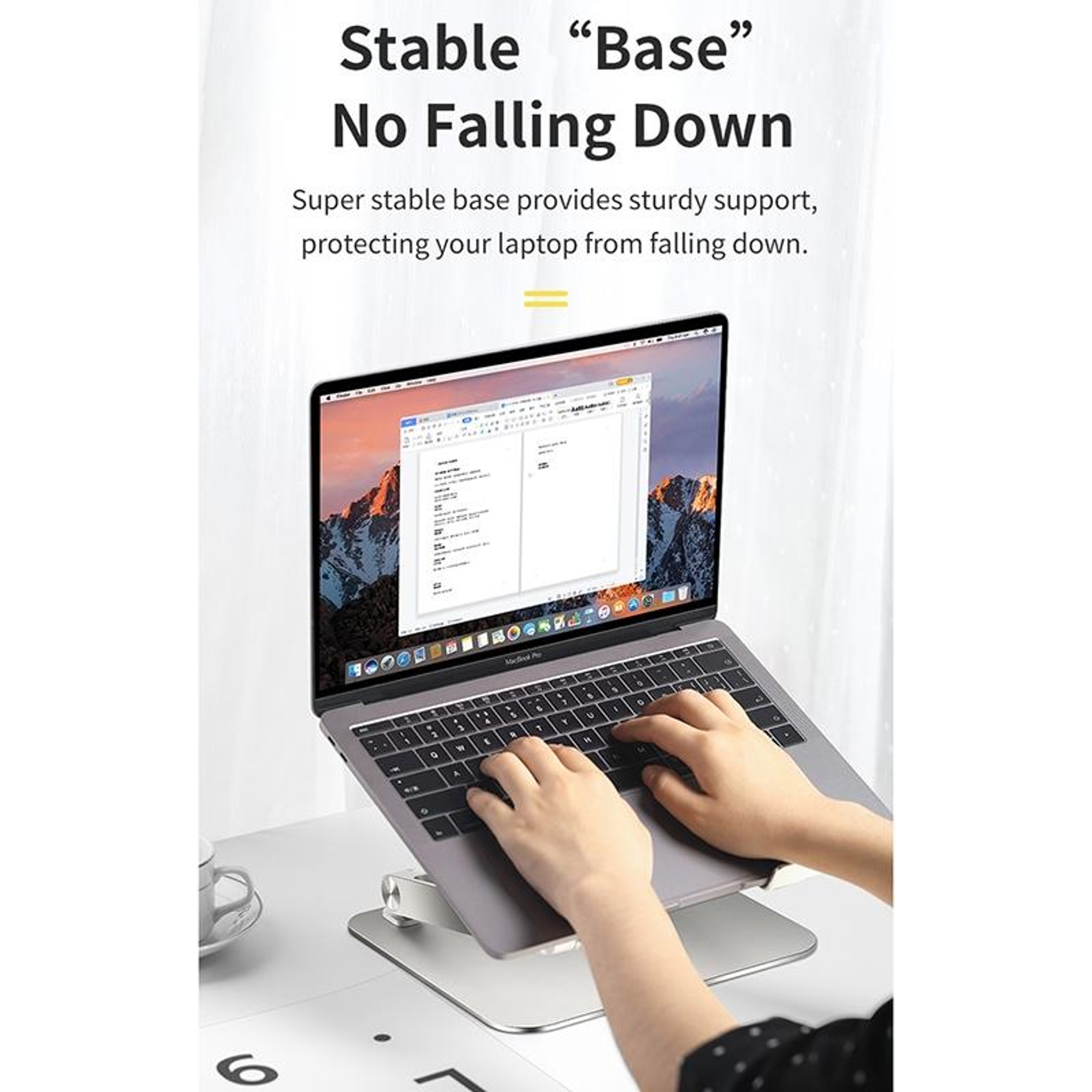 ROCK Aluminum Alloy Adjustable Laptop Cooling Stand Silver Ergonomic Laptop Riser with Cooling Design – view 5