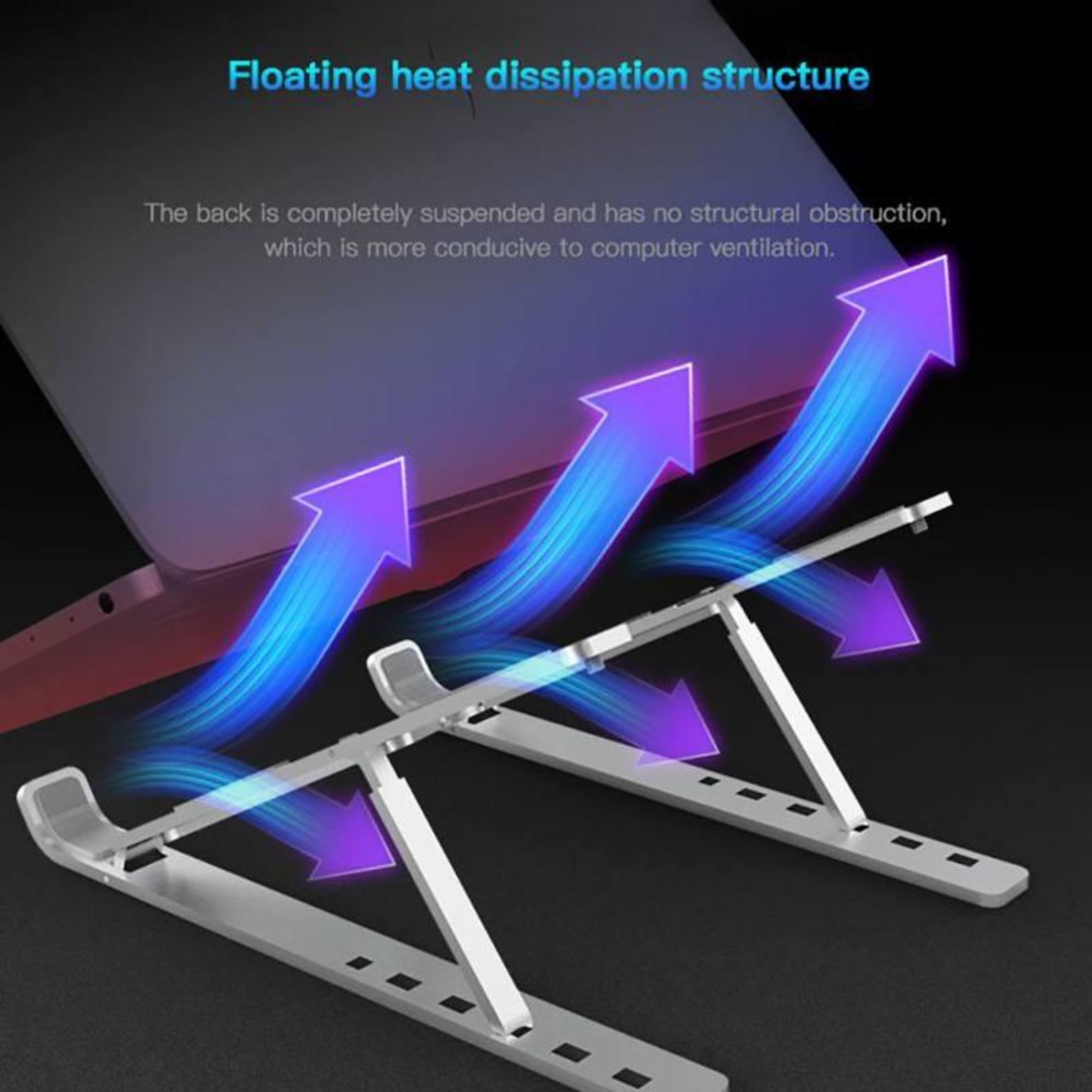 Adjustable Aluminum Ergonomic Laptop Stand With Cooling Design Foldable Portable Height Extender Ho 3