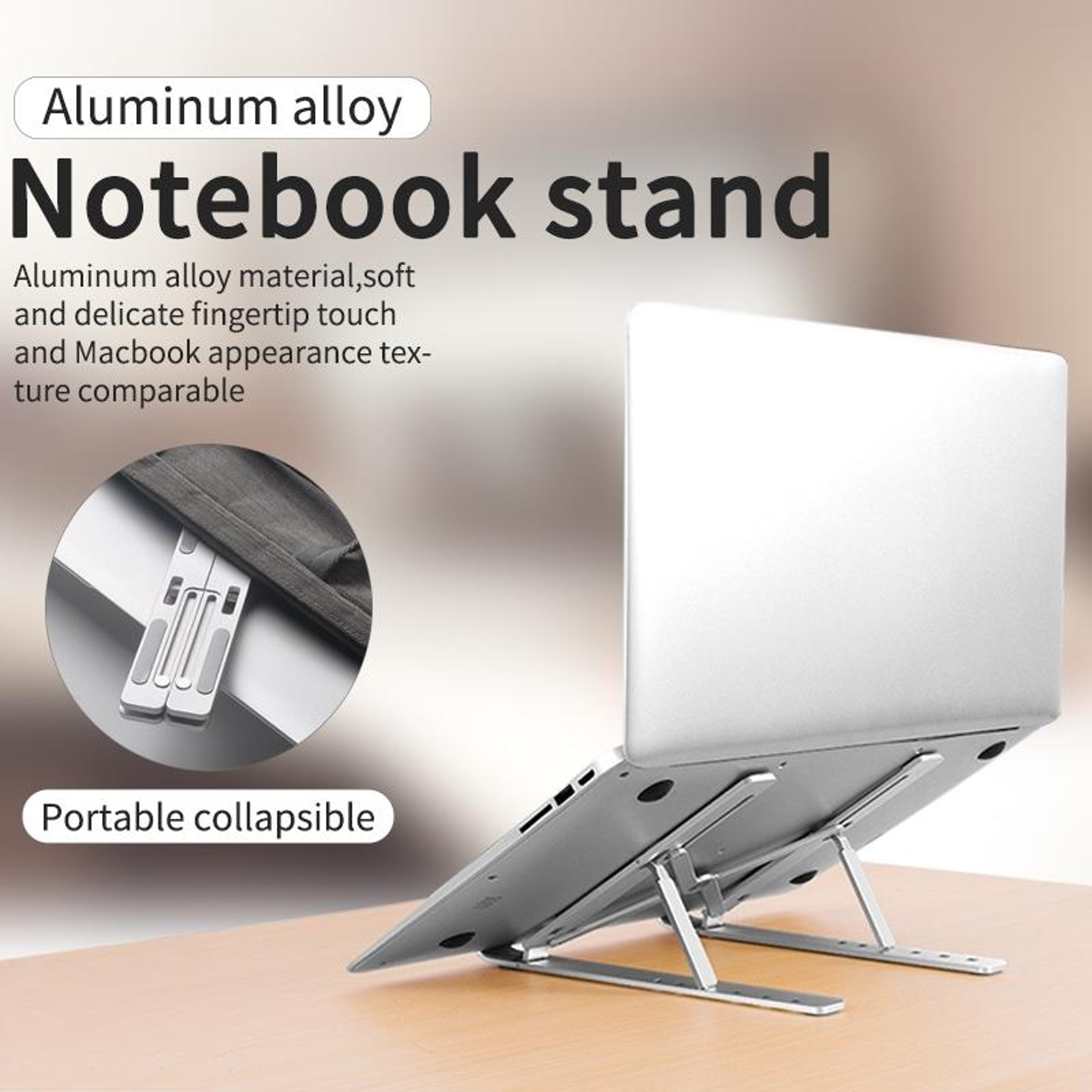 Adjustable Aluminum Ergonomic Laptop Stand With Cooling Design Foldable Portable Height Extender Ho 9