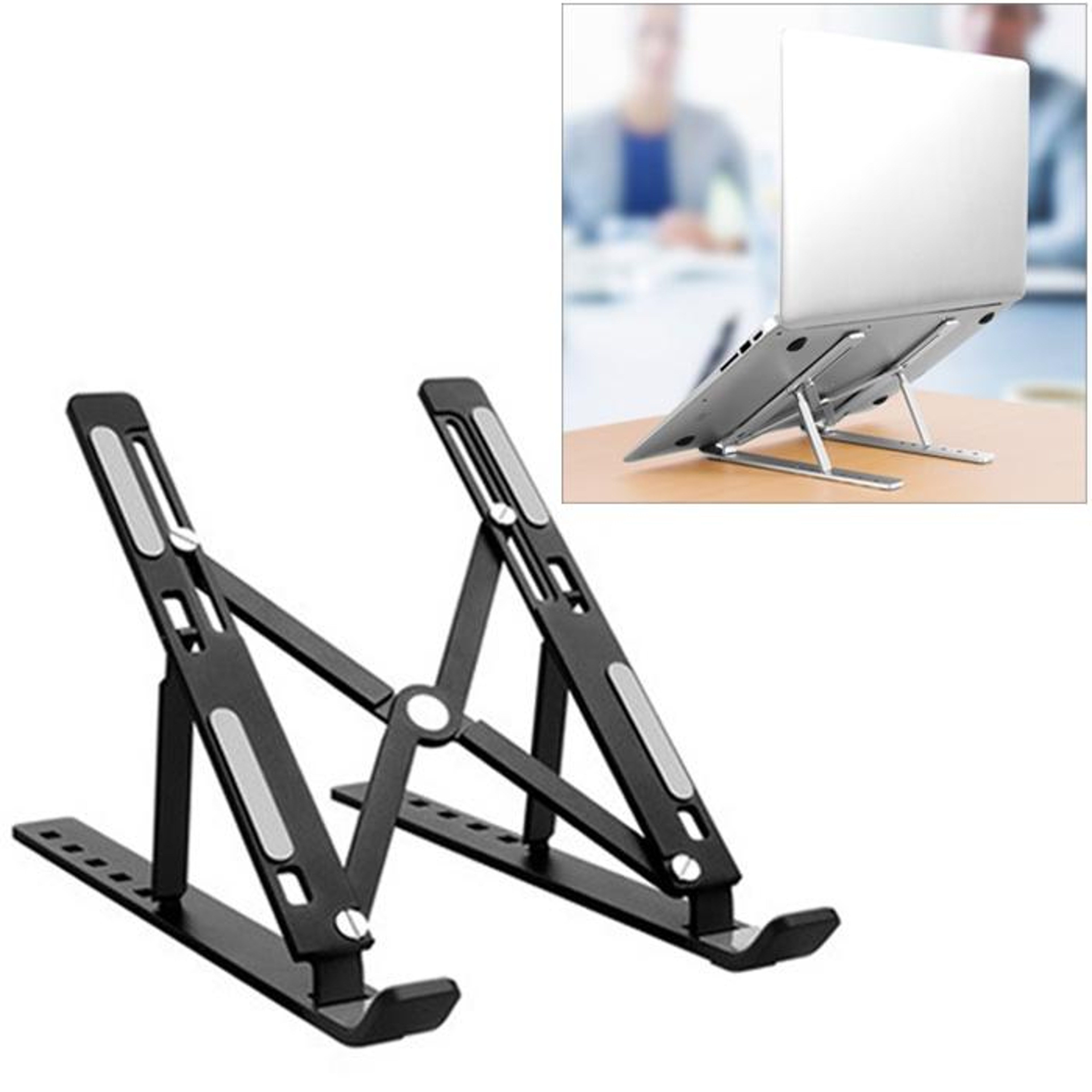 Adjustable Aluminum Ergonomic Laptop Stand With Cooling Design Foldable Portable Height Extender Ho 13