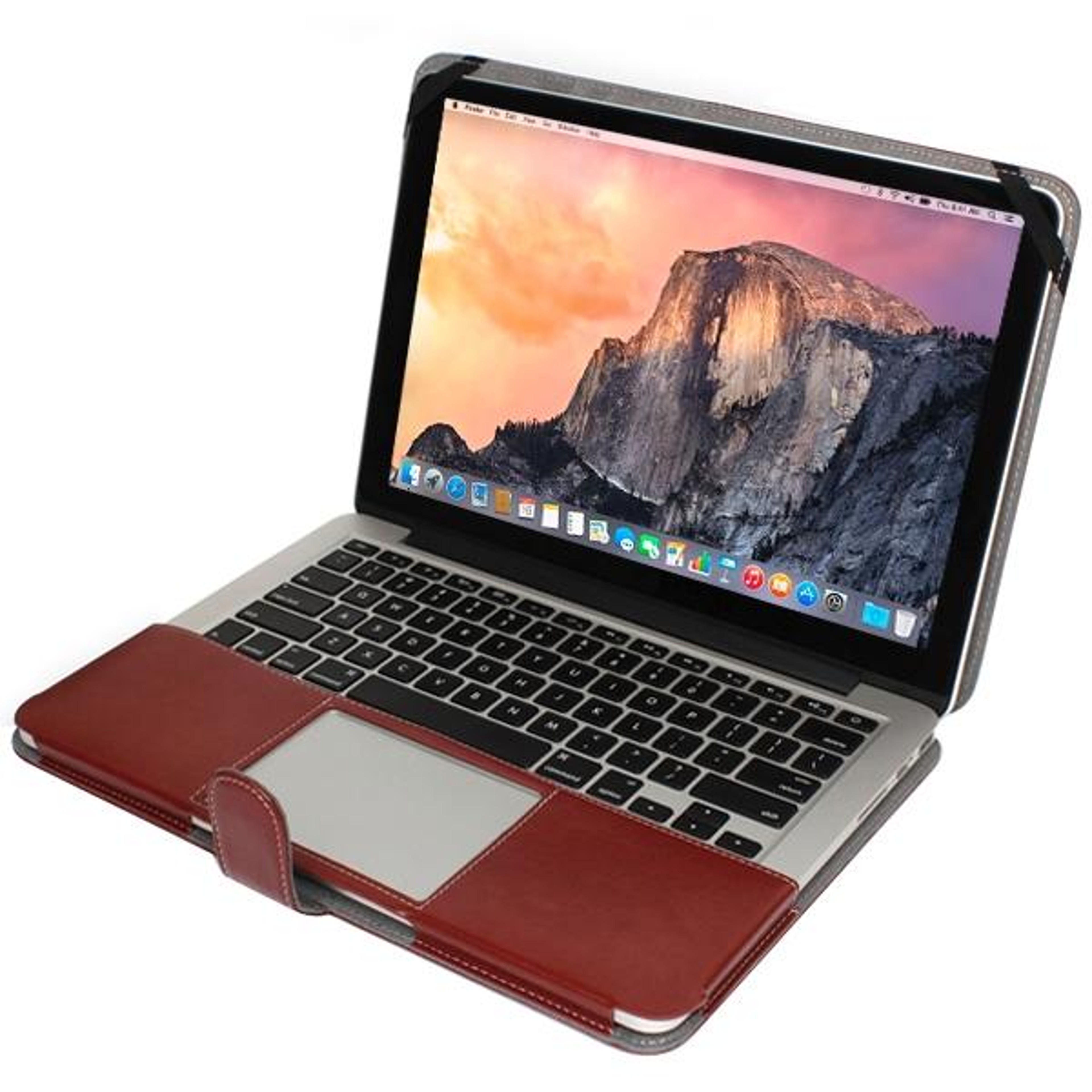 Eco Friendly Leather Case For MacBook Pro Retina 154 Snap Fastener Protective Sleeve Brown 5