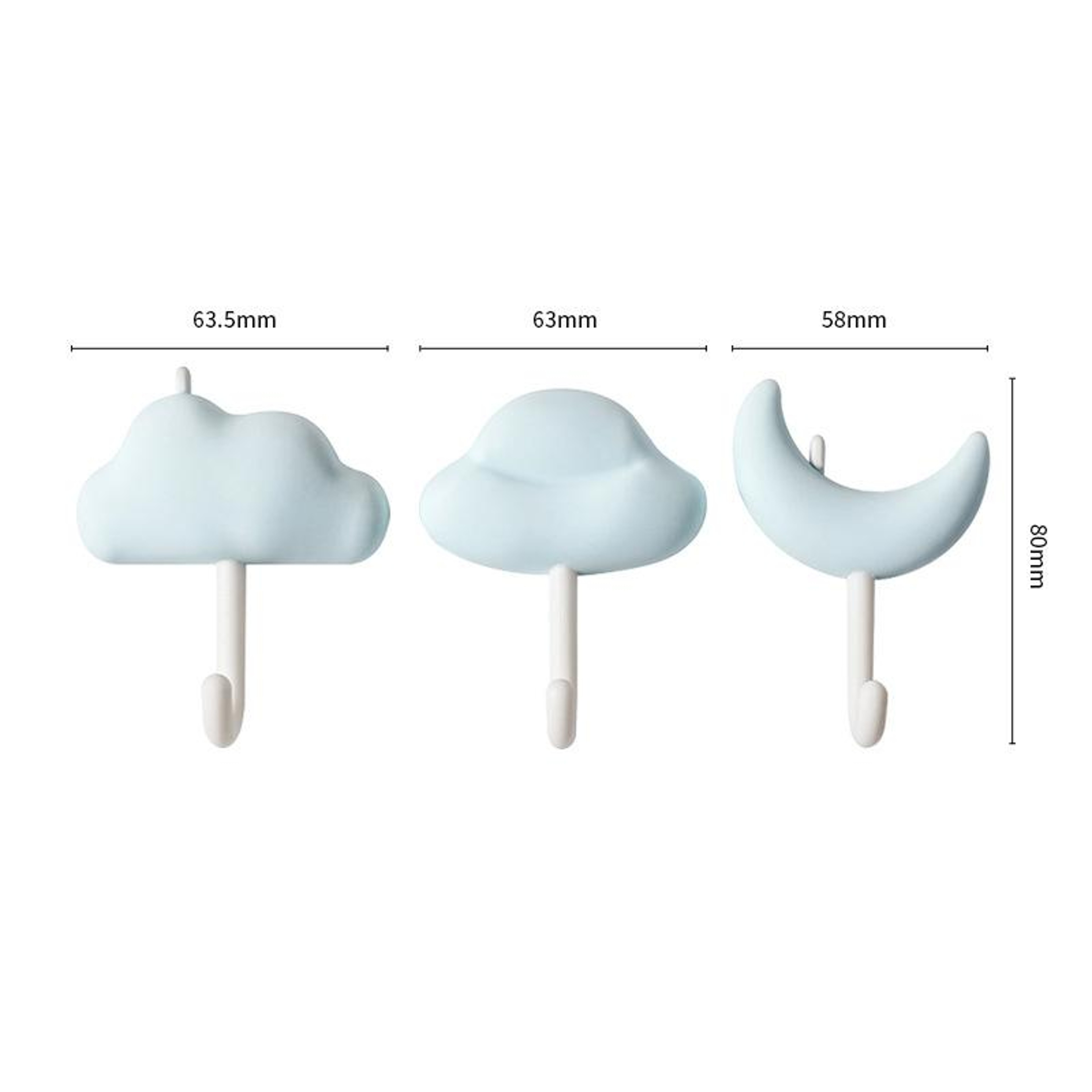 Cloud Shape Adhesive Wall Hooks, Punch-Free Non-Marking No-Drill Hooks Set of 3 – view 3