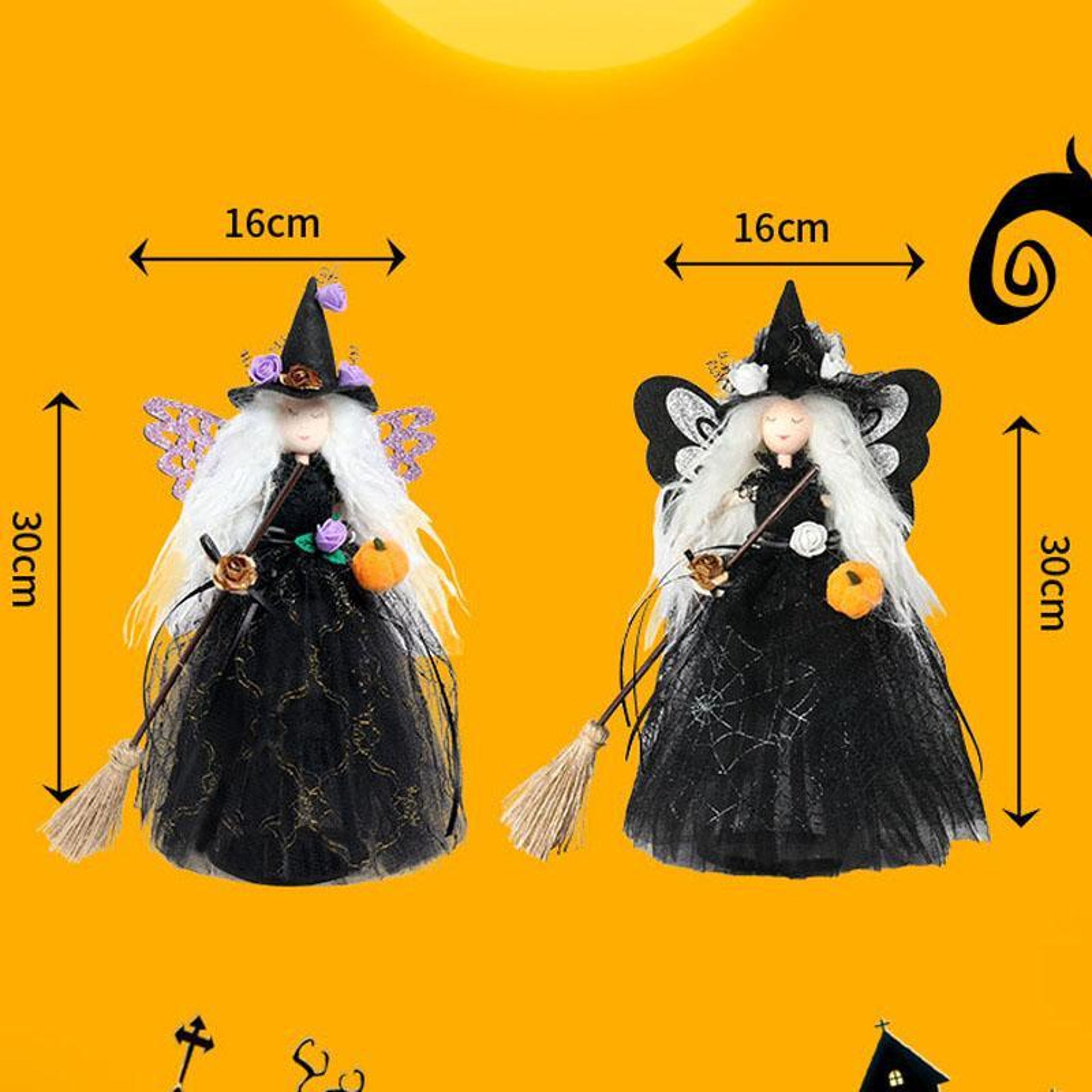 Halloween Hanging Witch Doll Decor with Butterfly Ghost Design for Spooky Party Atmosphere – view 5