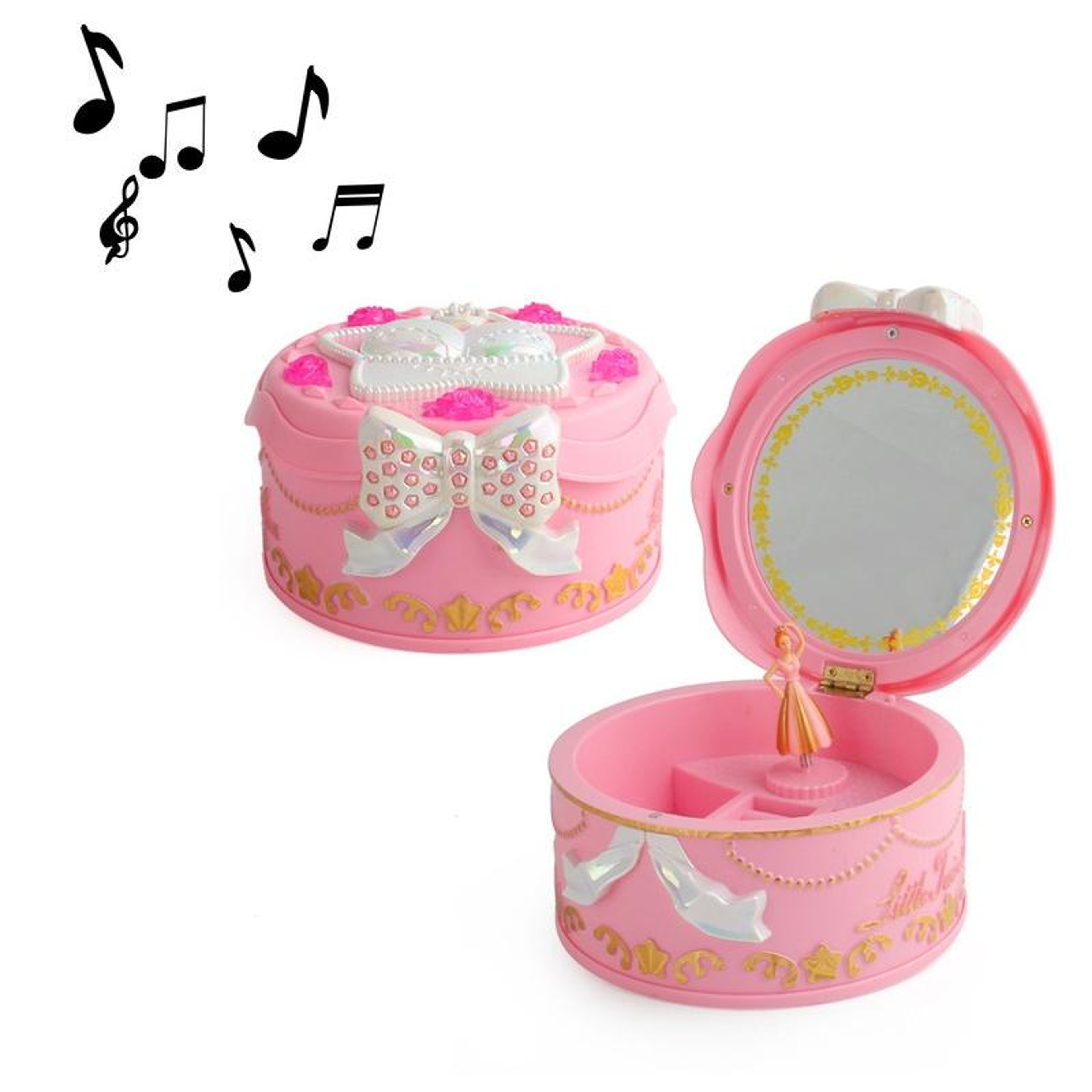 Rotating Ballet Music Box for Kids Pink Dancing Ballerina Jewelry Organizer – view 1