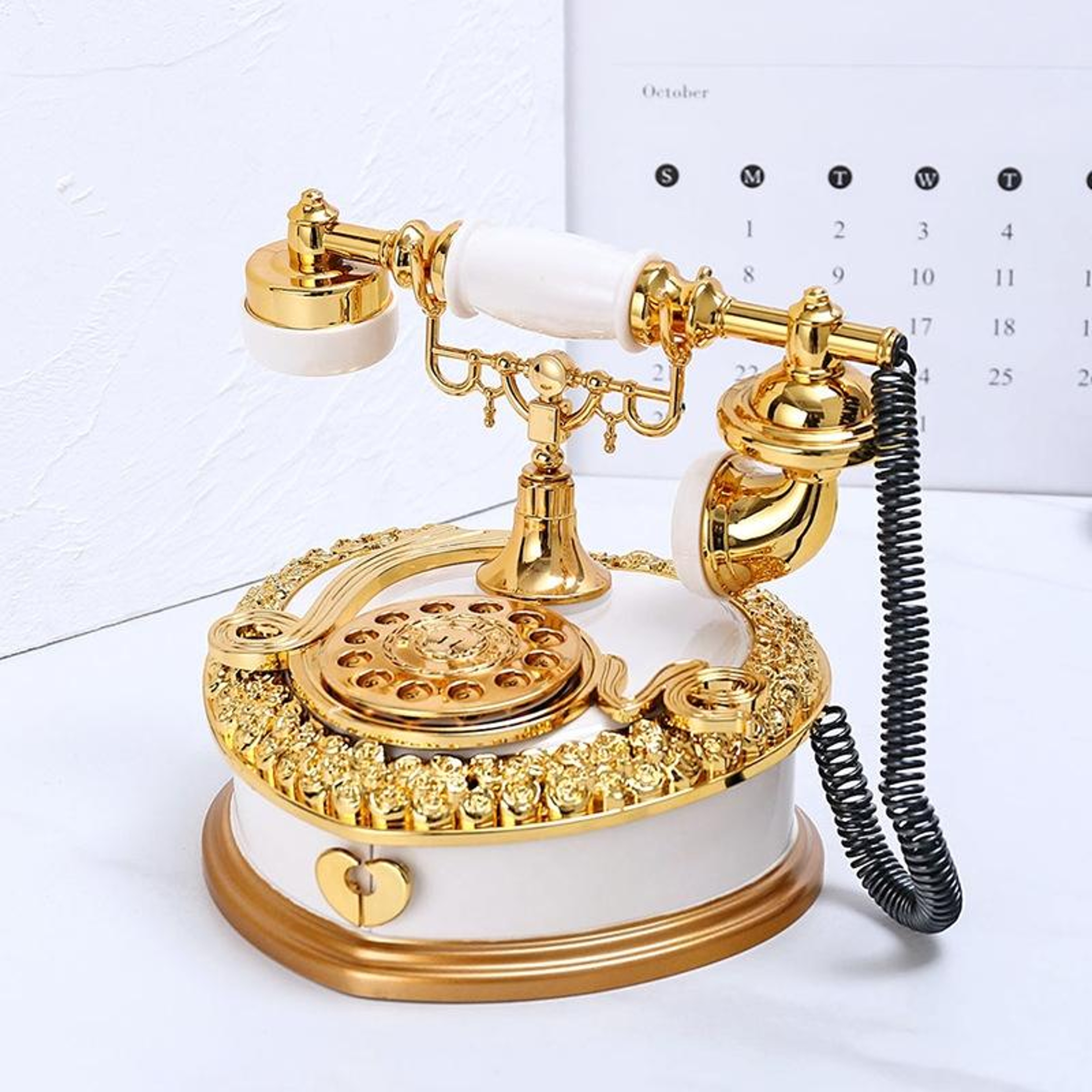 Vintage Rotary Telephone Music Box Decor for Home Entryway Gift – view 1
