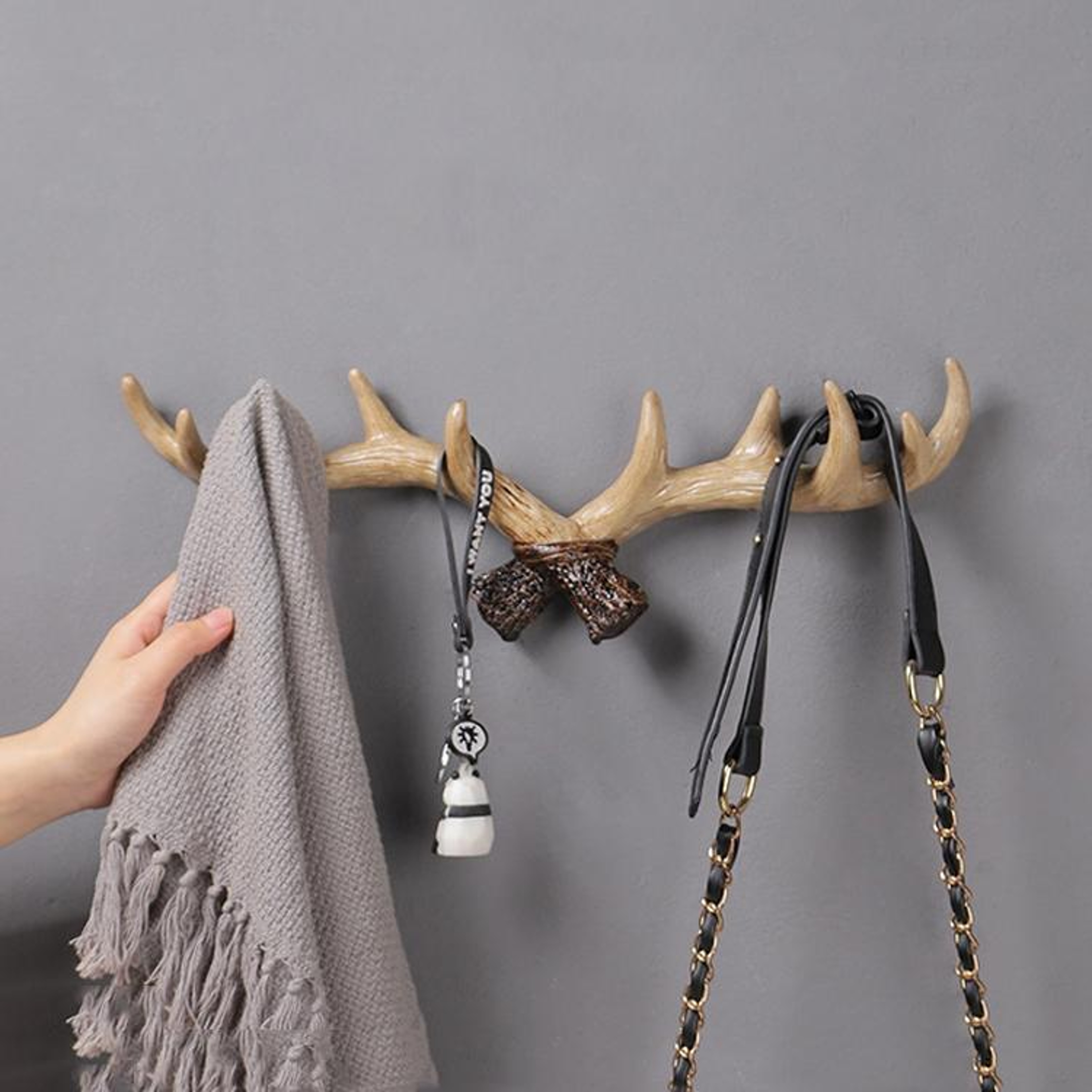 Resin Antler Wall Hook Decorative Coat Rack Wall Hanger For Entryway Storage 6