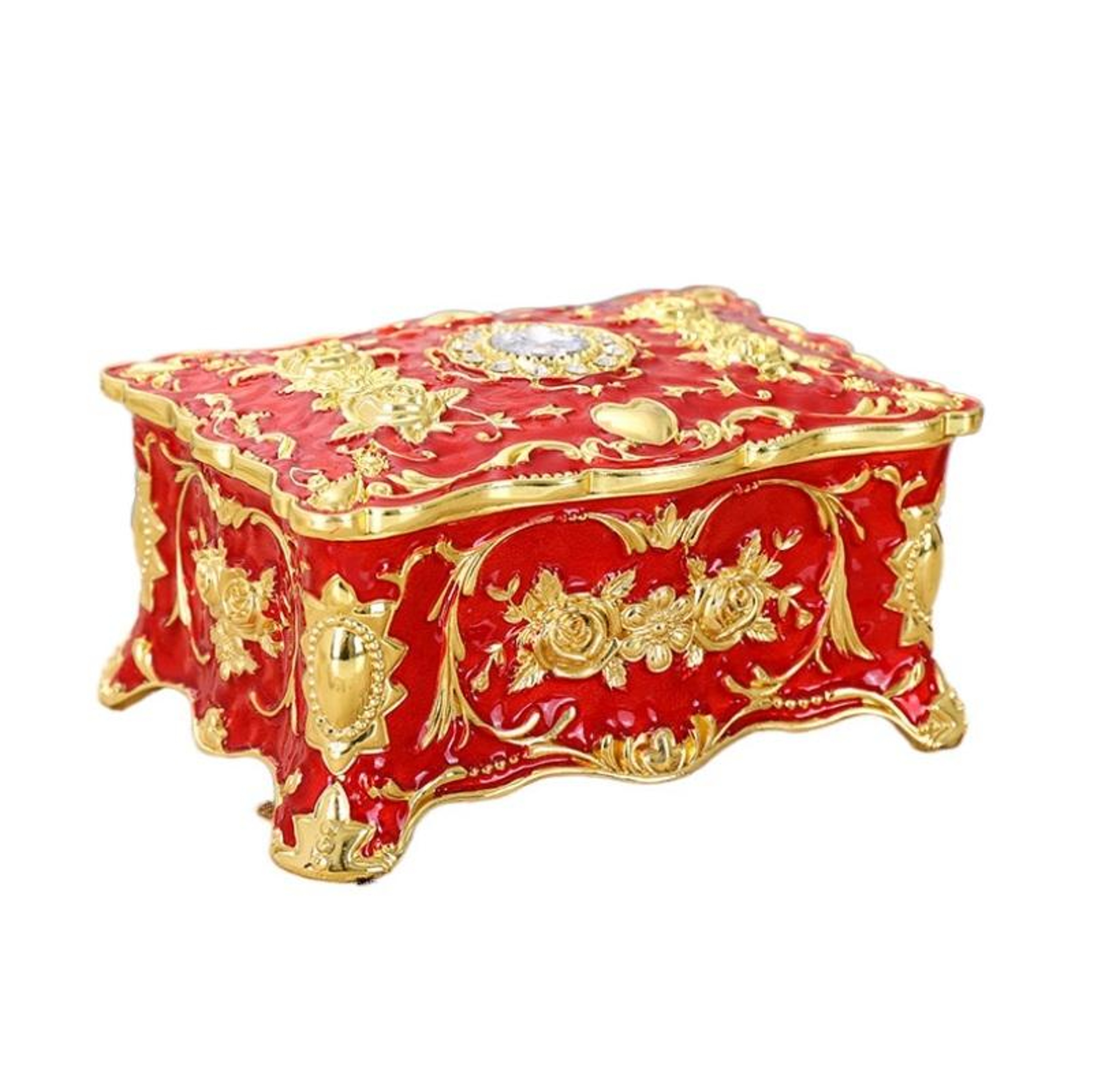 Enamel Zinc Alloy Luxury Jewelry Box Decorative Trinket Storage Box With Double Layer Organizer 4