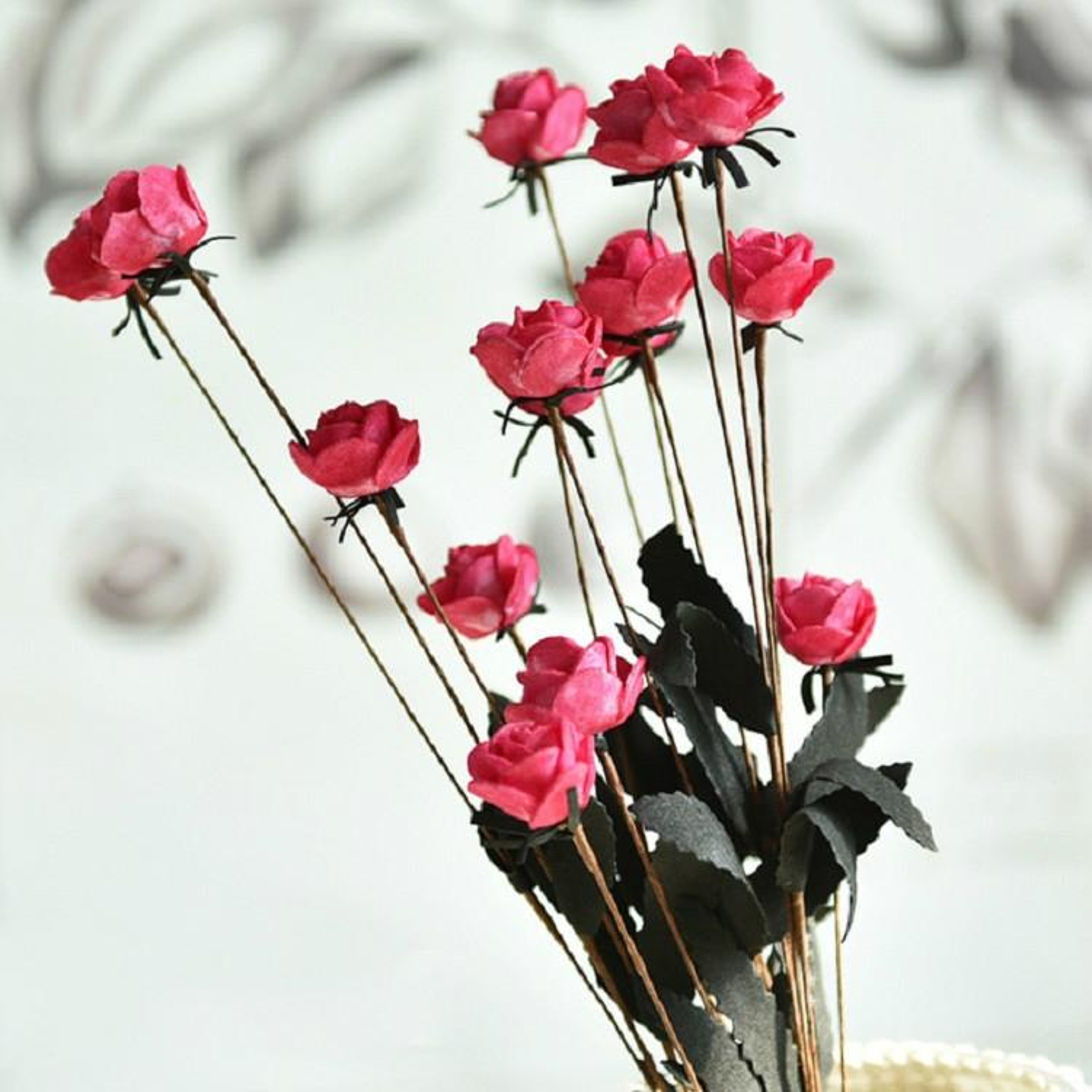 Artificial Rose Bud Wedding Flower Arrangement Silk Decoration for Home, Party & Events – view 2