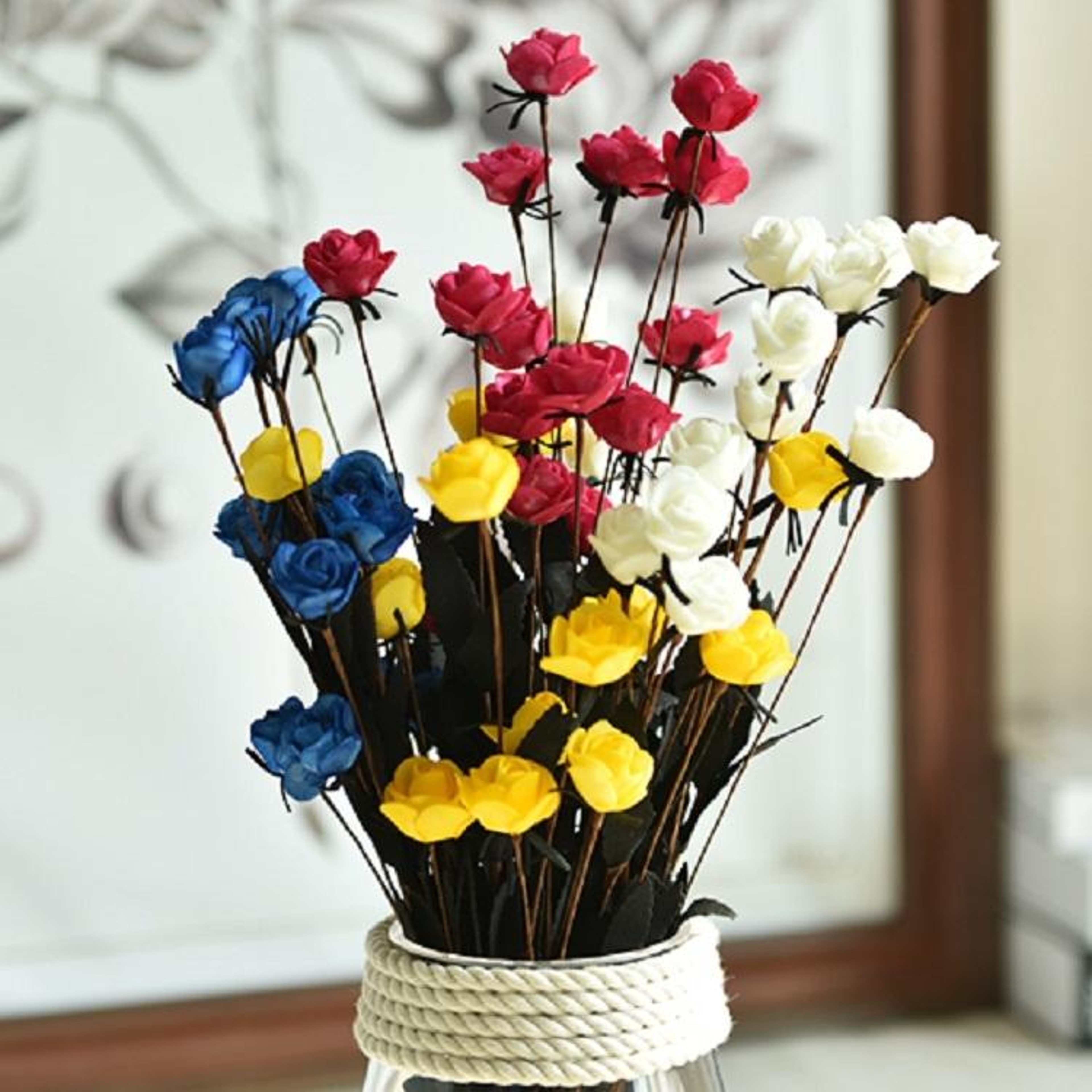 Artificial Rose Bud Wedding Flower Arrangement Silk Decoration for Home, Party & Events – view 3