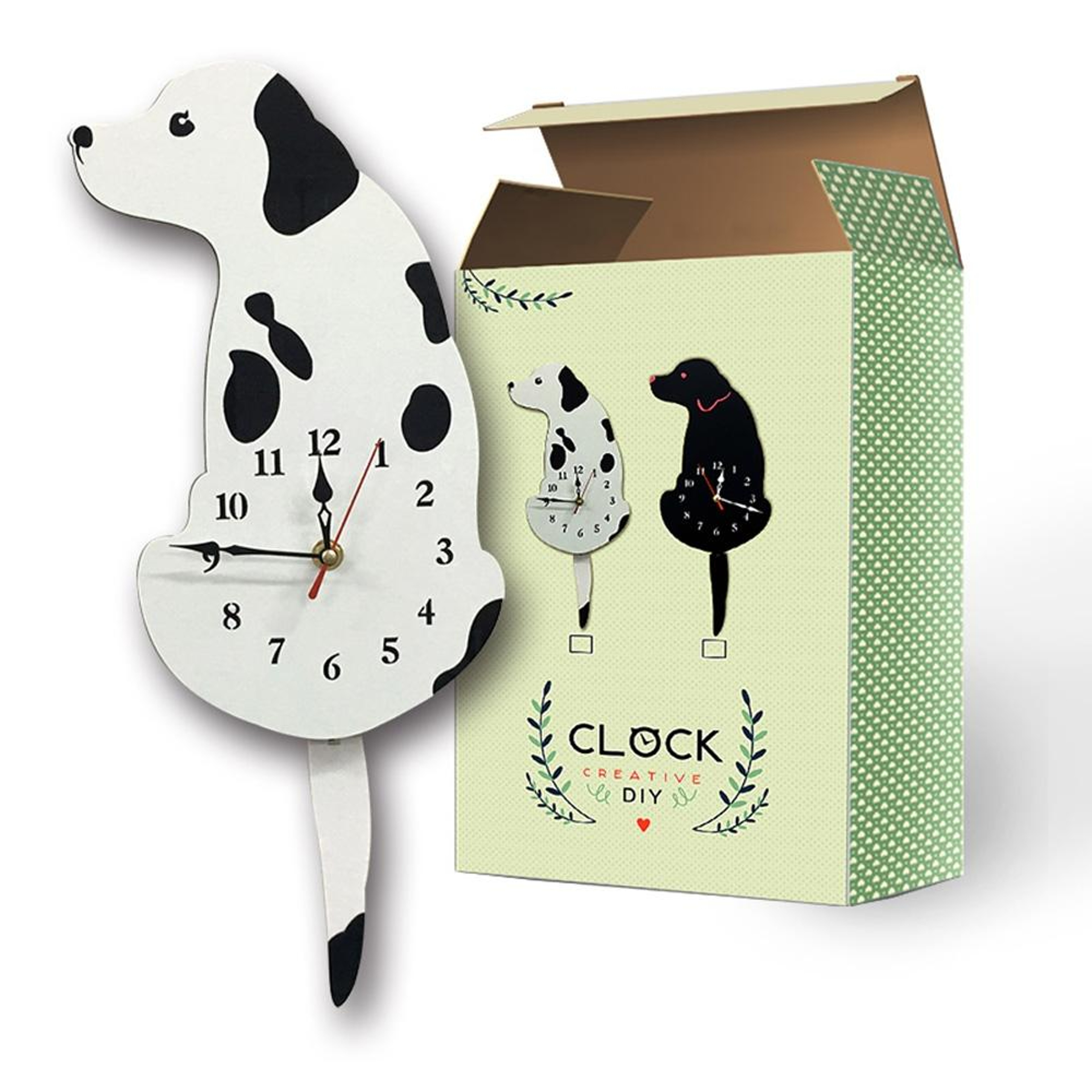 Dog Shaped Swinging Tail Wall Clock Battery Operated Decorative Home  Office Timepiece 3